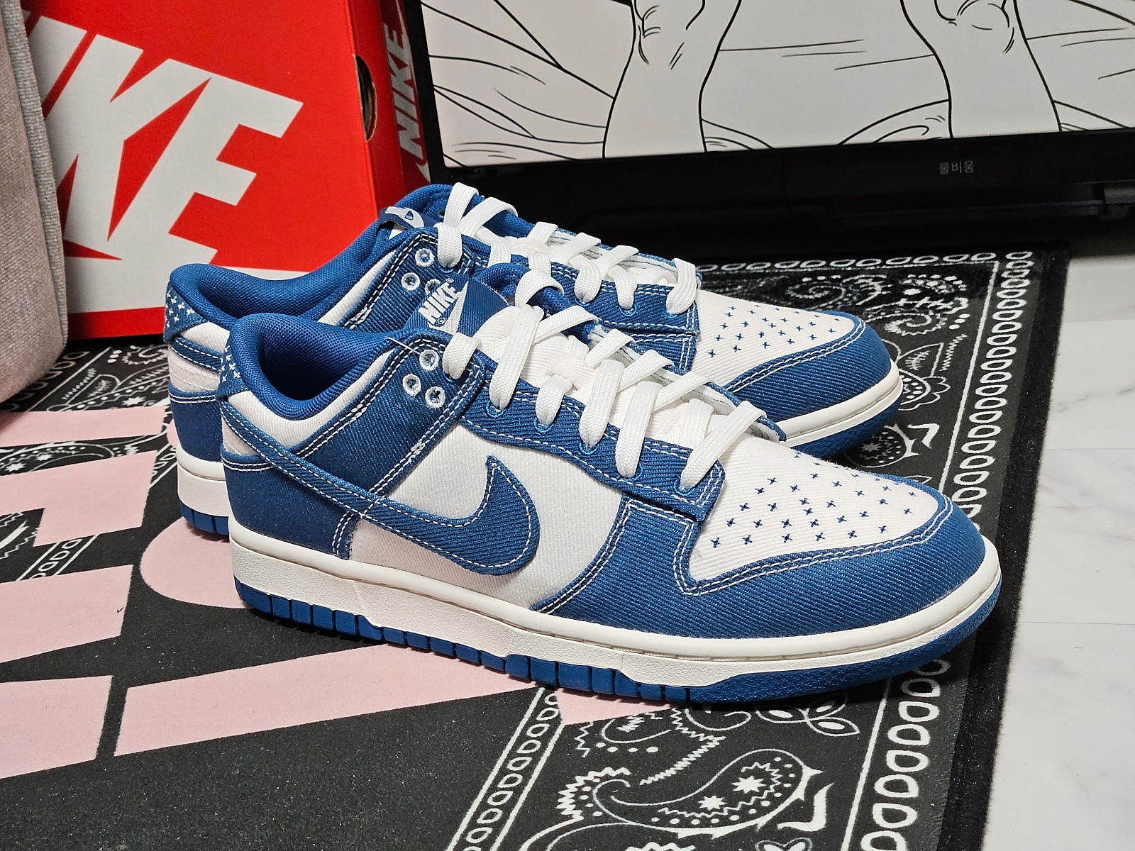 Nike Dunk Low Retro SE Industrial Blue 착용 스타일 - 5