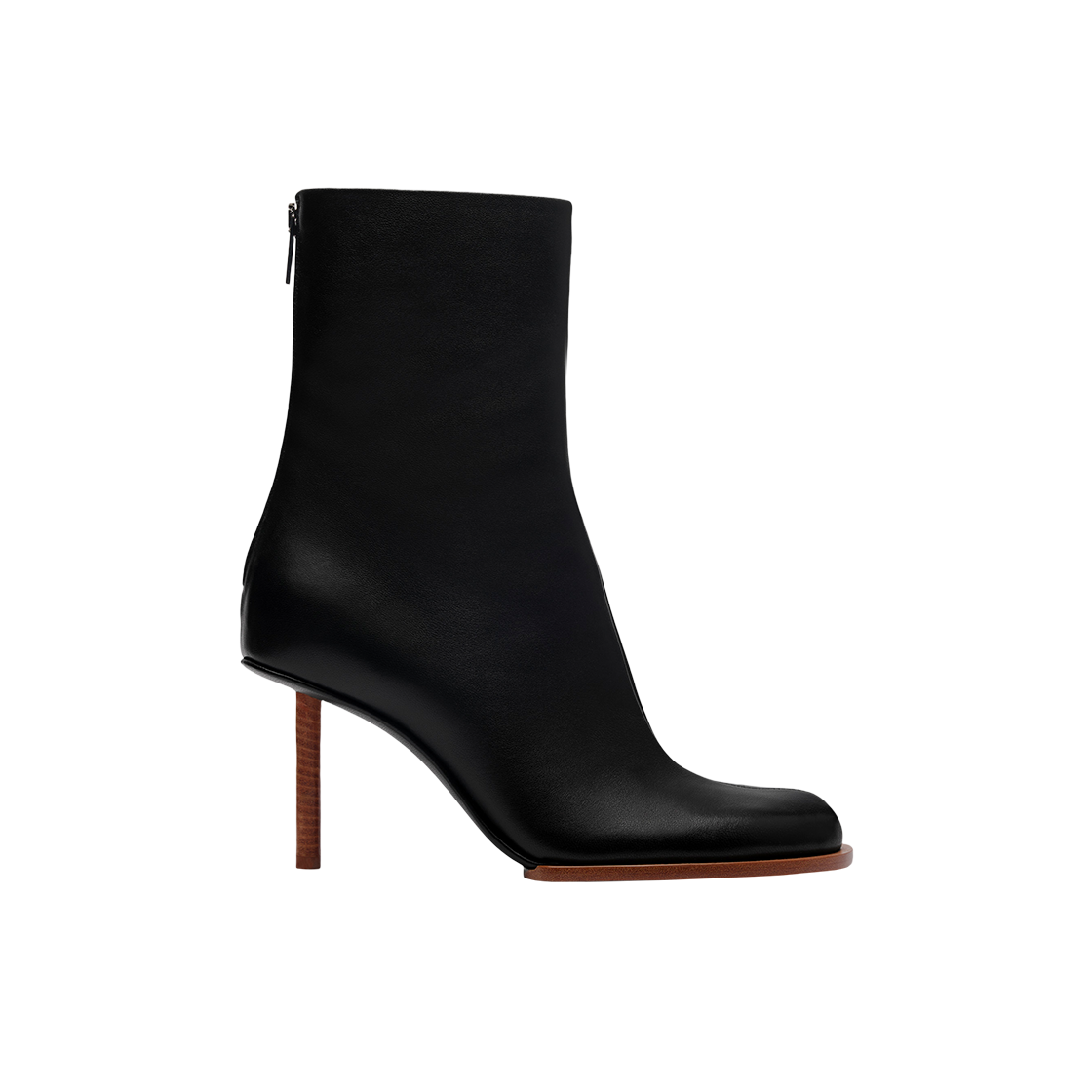 (W) 자크뮈스 레 보티네스 론드 까레 라운드 스퀘어 앵클 부츠 블랙((W) Jacquemus Les Bottines Rond Carre Round Square Ankle Boots Black)