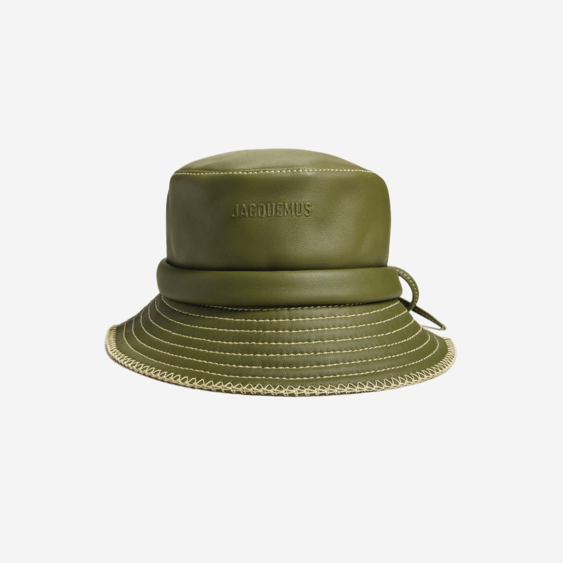 Jacquemus Le Bob Mentalo Leather Knotted Bucket Hat Khaki 상세 이미지 1