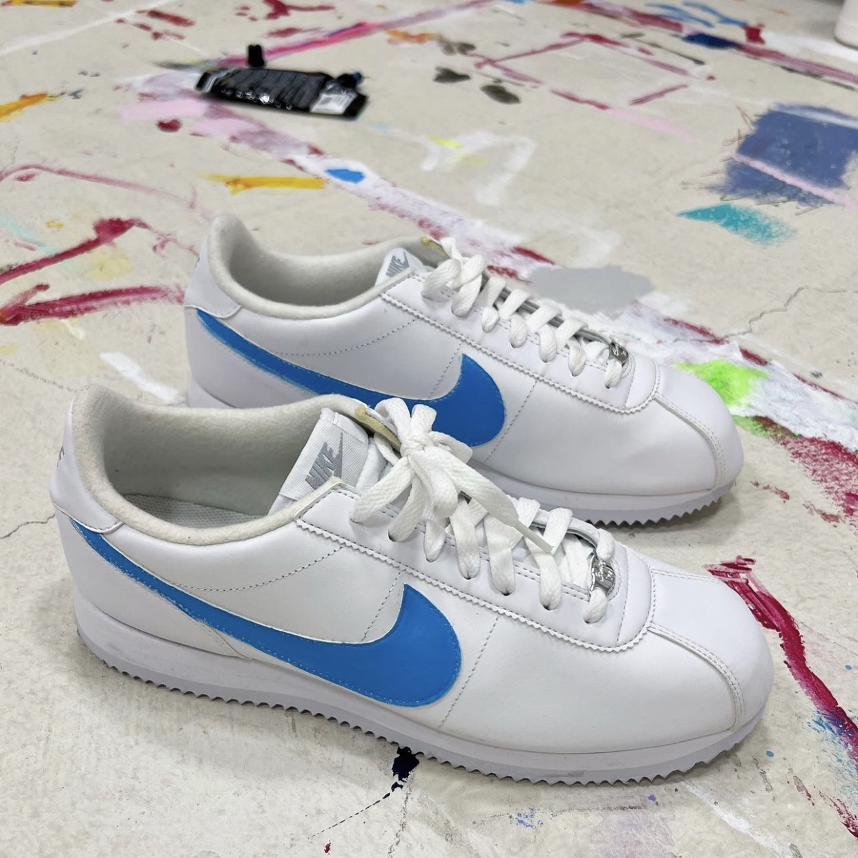 (W) Nike Cortez White University Blue 착용 스타일