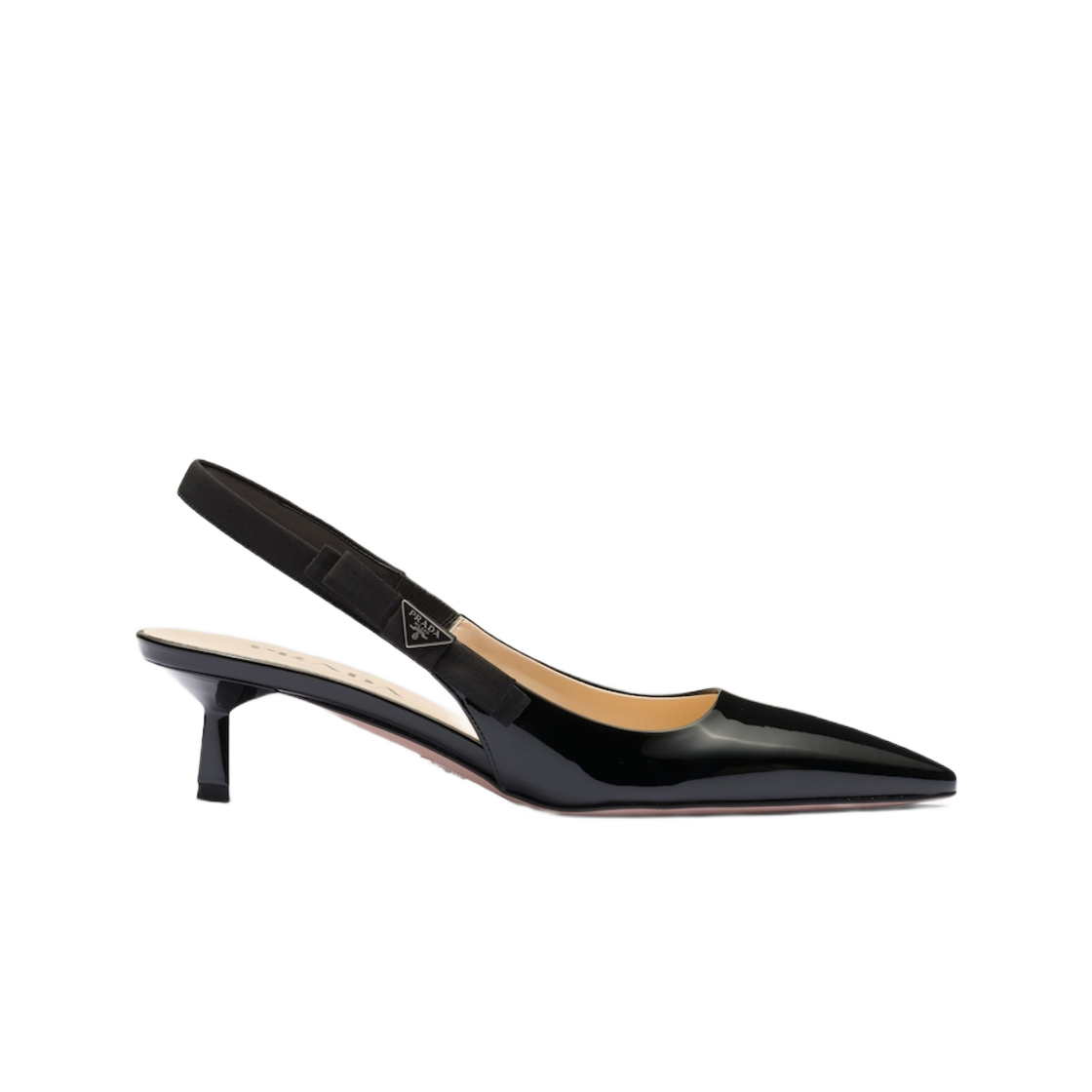 1I190N-069-F0002 (W) Prada Patent Leather Slingbacks Black