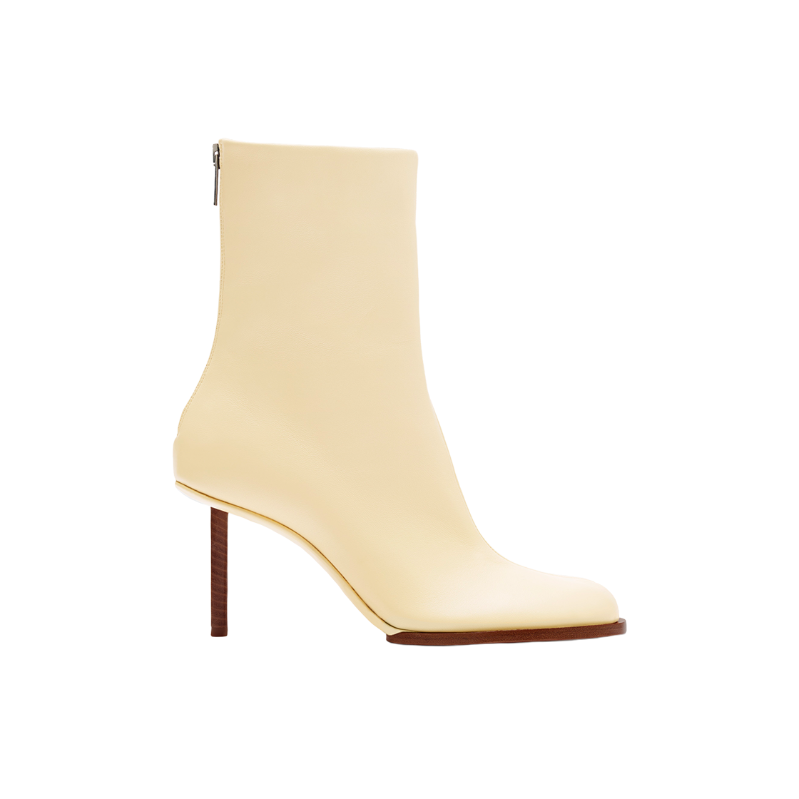 (W) 자크뮈스 레 보티네스 론드 까레 라운드 스퀘어 앵클 부츠 아이보리((W) Jacquemus Les Bottines Rond Carre Round Square Ankle Boots Ivory)