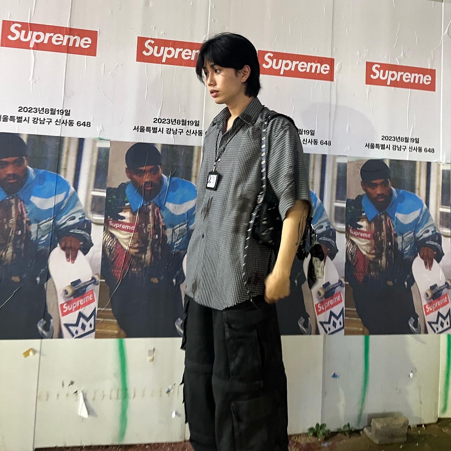Project G/R Oversized Convertible Cargo Pants Coated Black, Balenciaga Arena Lambskin Aged Silver Hardware Le Cagole XS Flap Bag Black 착용 스타일 - 2