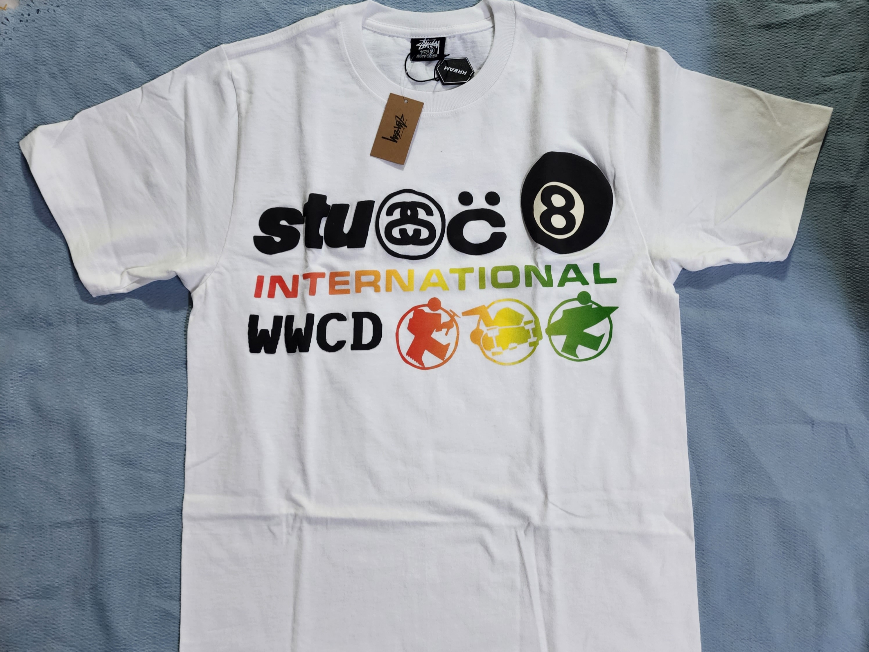 Stussy x Cactus Plant Flea Market International T-Shirt White 착용 스타일 - 2