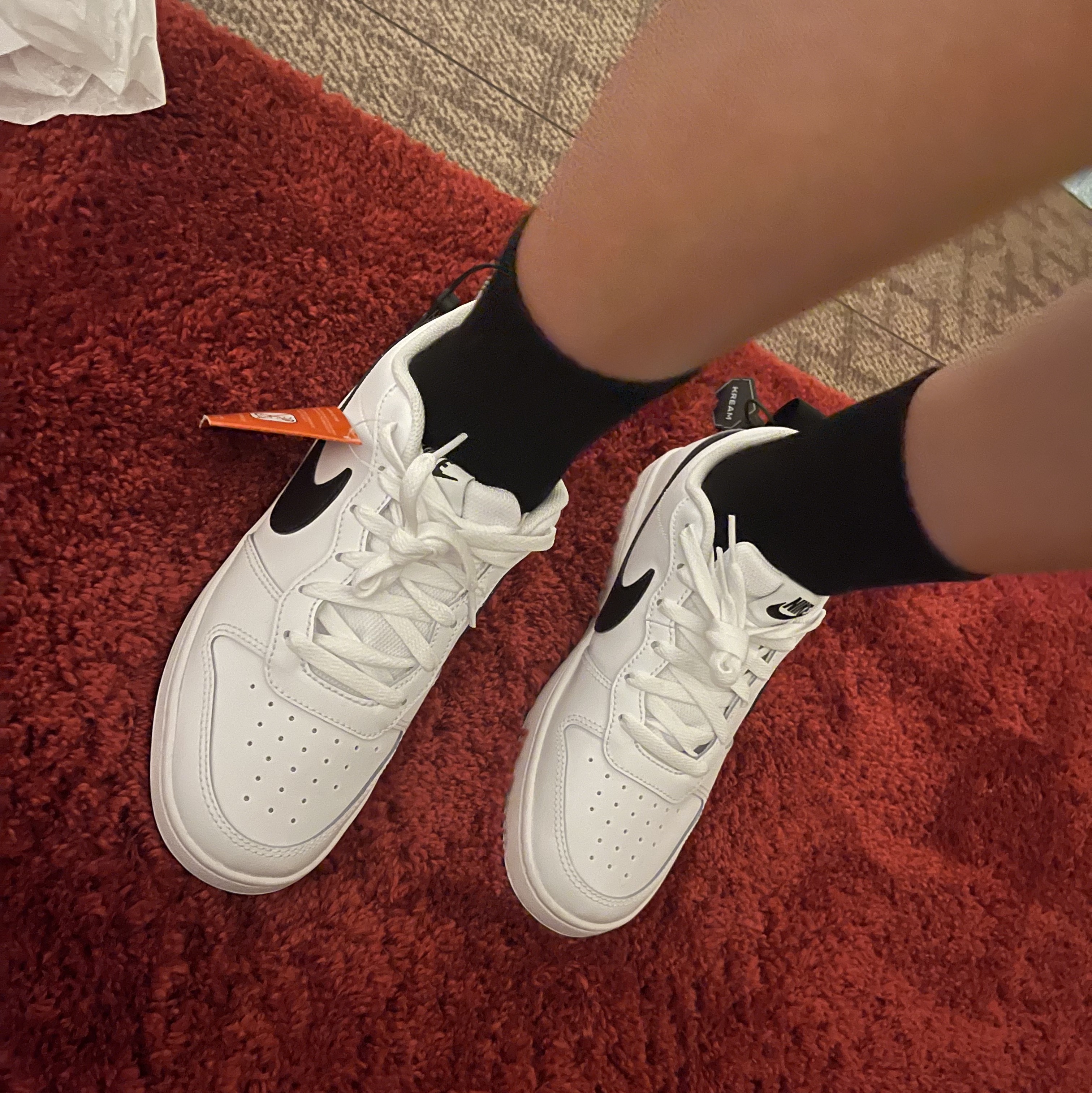 (GS) Nike Court Borough Low 2 White Black 착용 스타일 - 2