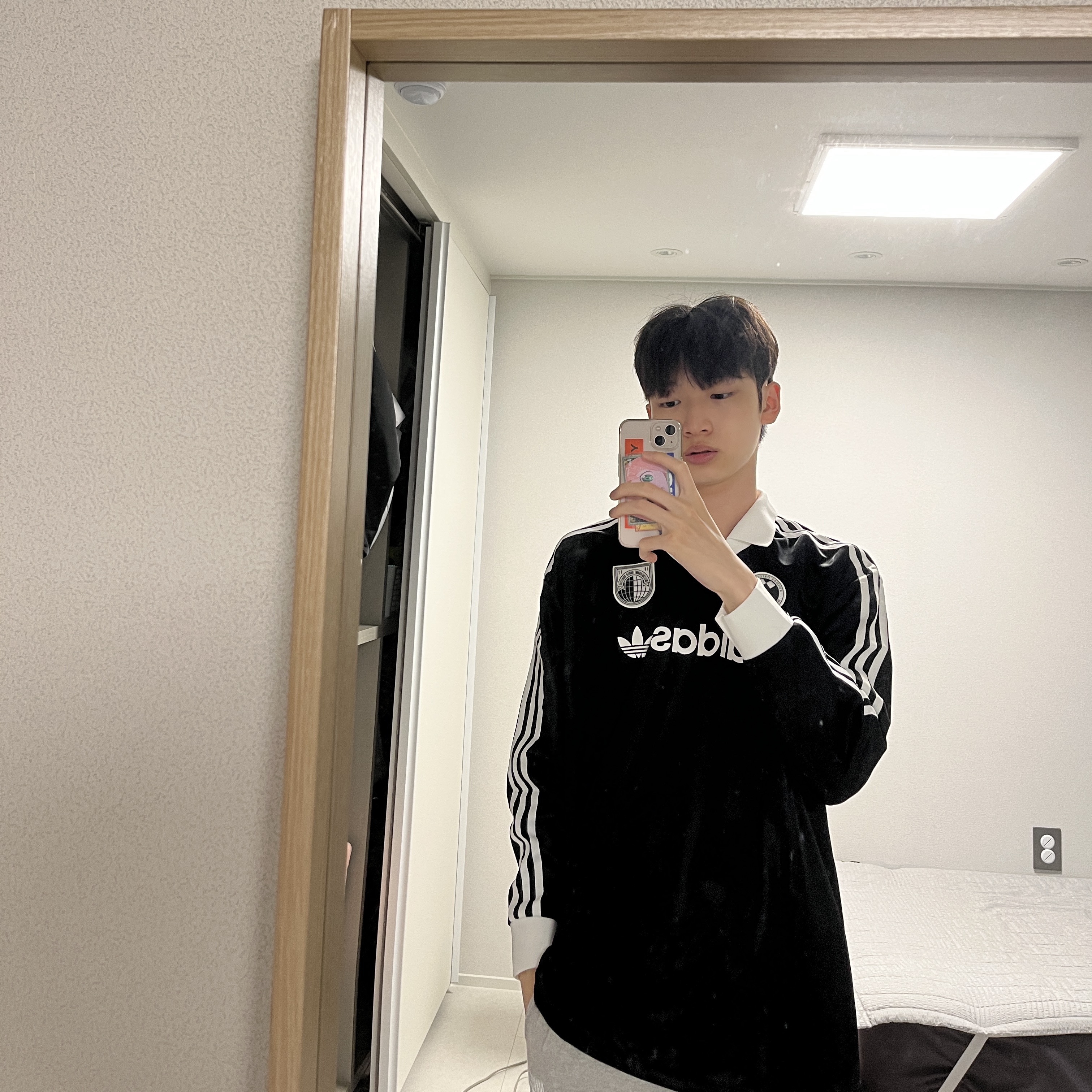 (W) Adidas Football Long Sleeve T-Shirt Black - KR Sizing 착용 스타일