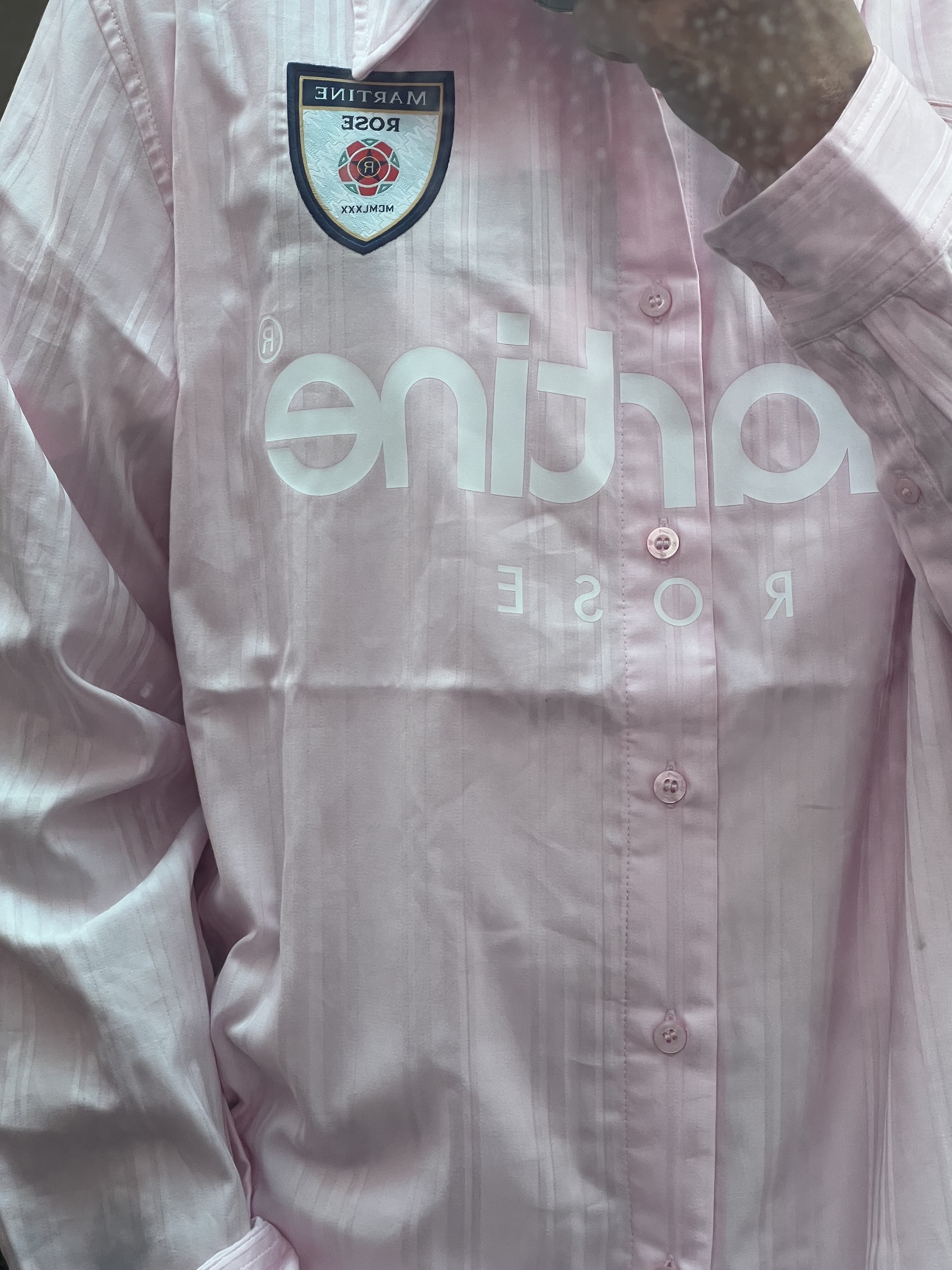 Nike x Martine Rose Dress Shirt Pink Foam - Asia 착용 스타일