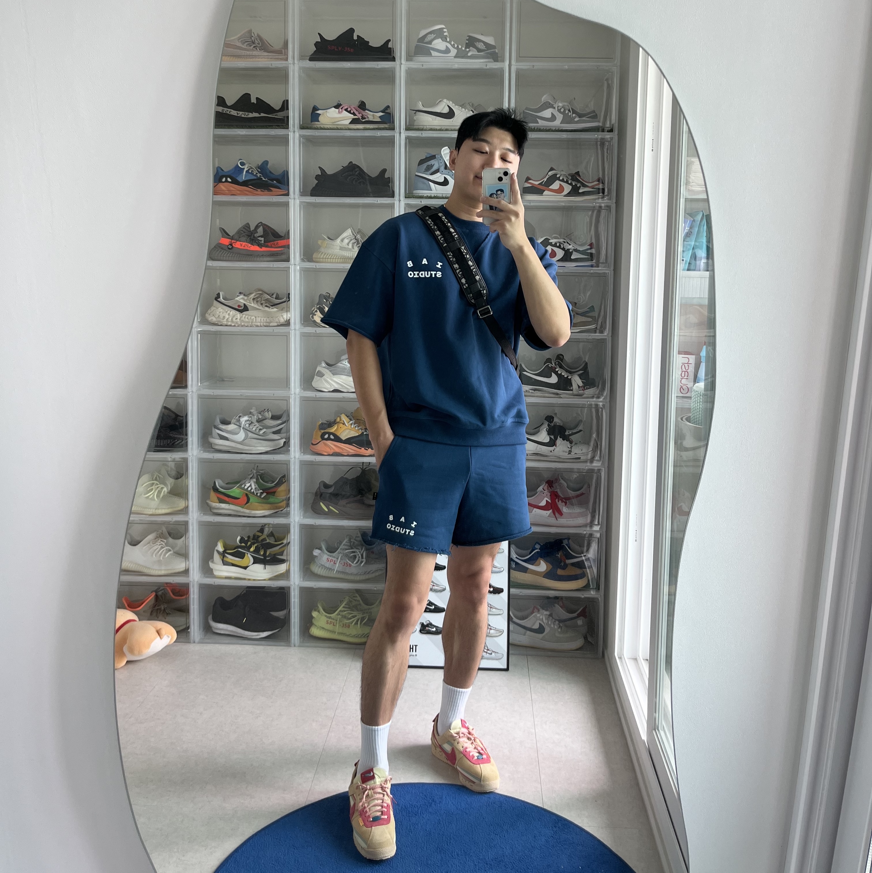 Nike x Union Cortez SP Sesame, IAB Studio Heavy Short Sleeve Sweatshirt Navy - 23FW 착용 스타일