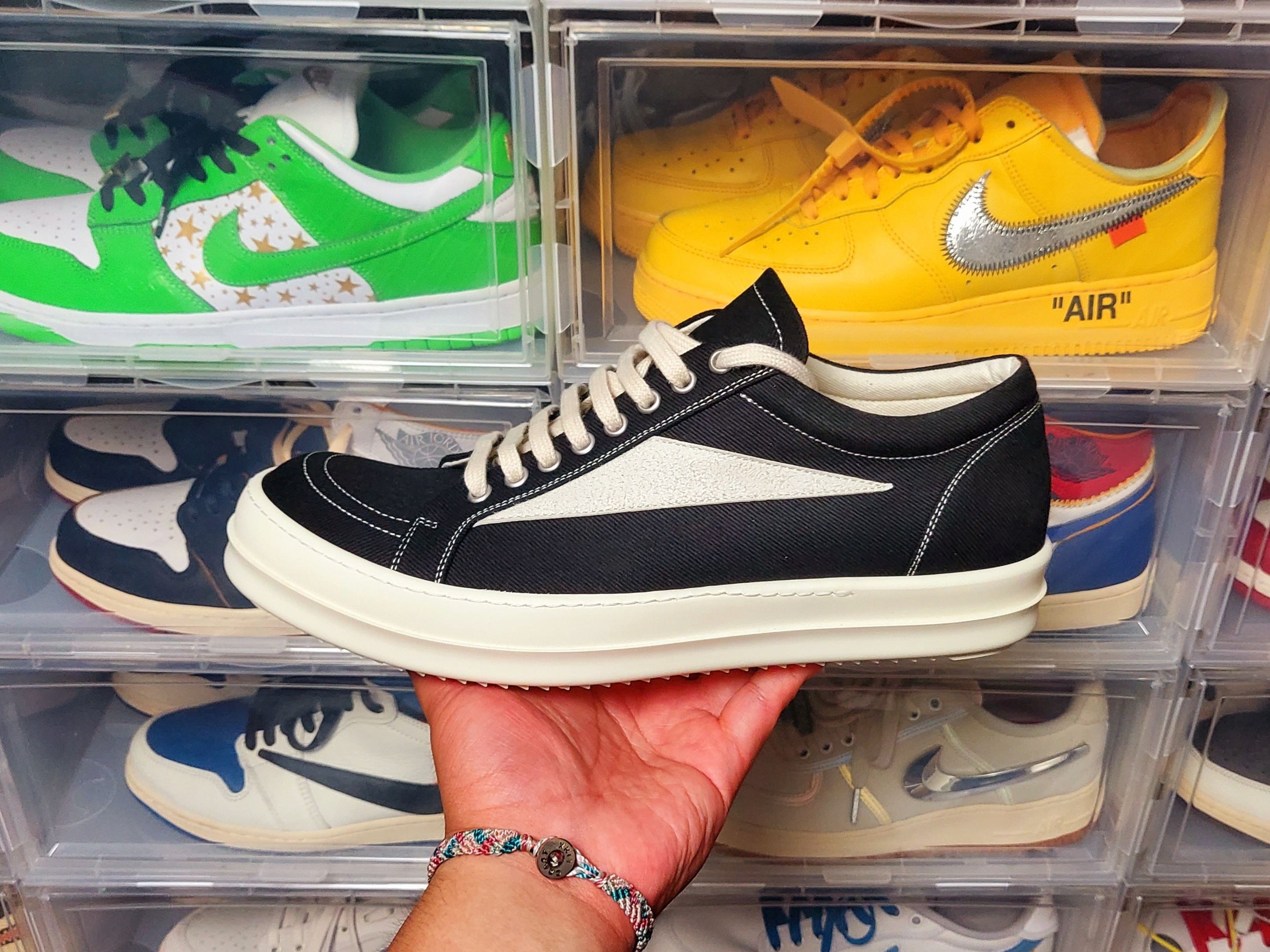 Rick Owens Drkshdw Luxor Overdyed Denim Vintage Sneakers Black Milk, Vans Vault x Gallery Dept. OG Old Skool LX 착용 스타일 - 2
