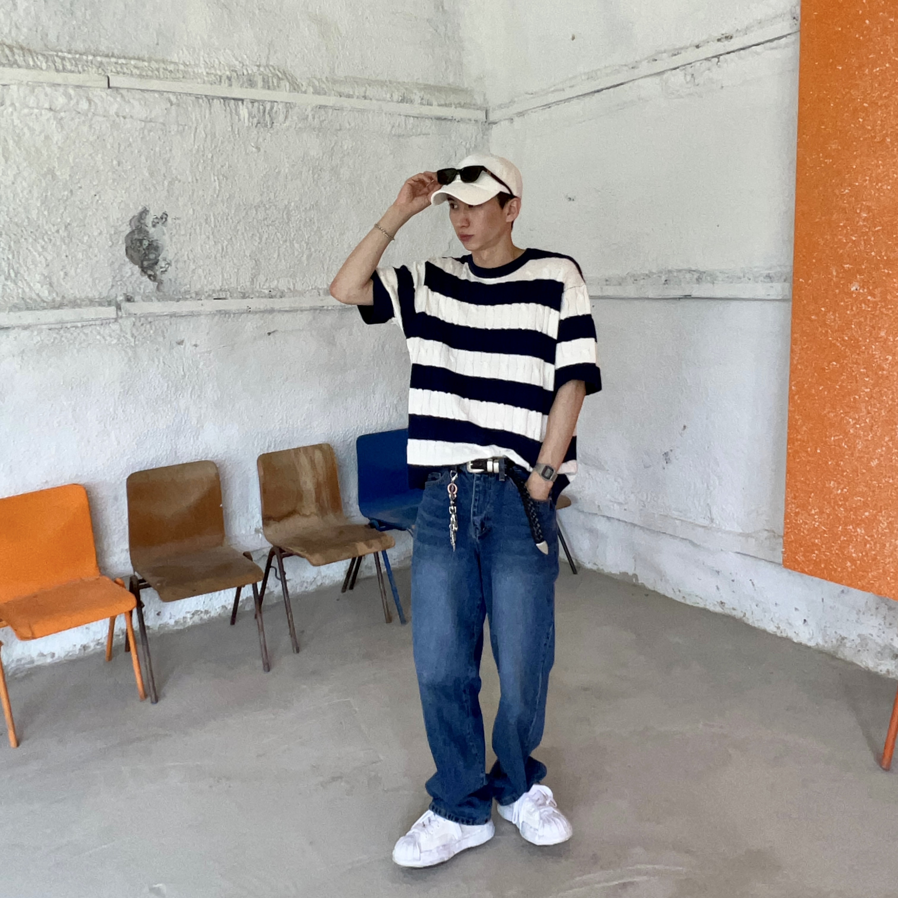 Maison Mihara Yasuhiro Blakey OG Sole Canvas Low-top Sneakers White 착용 스타일