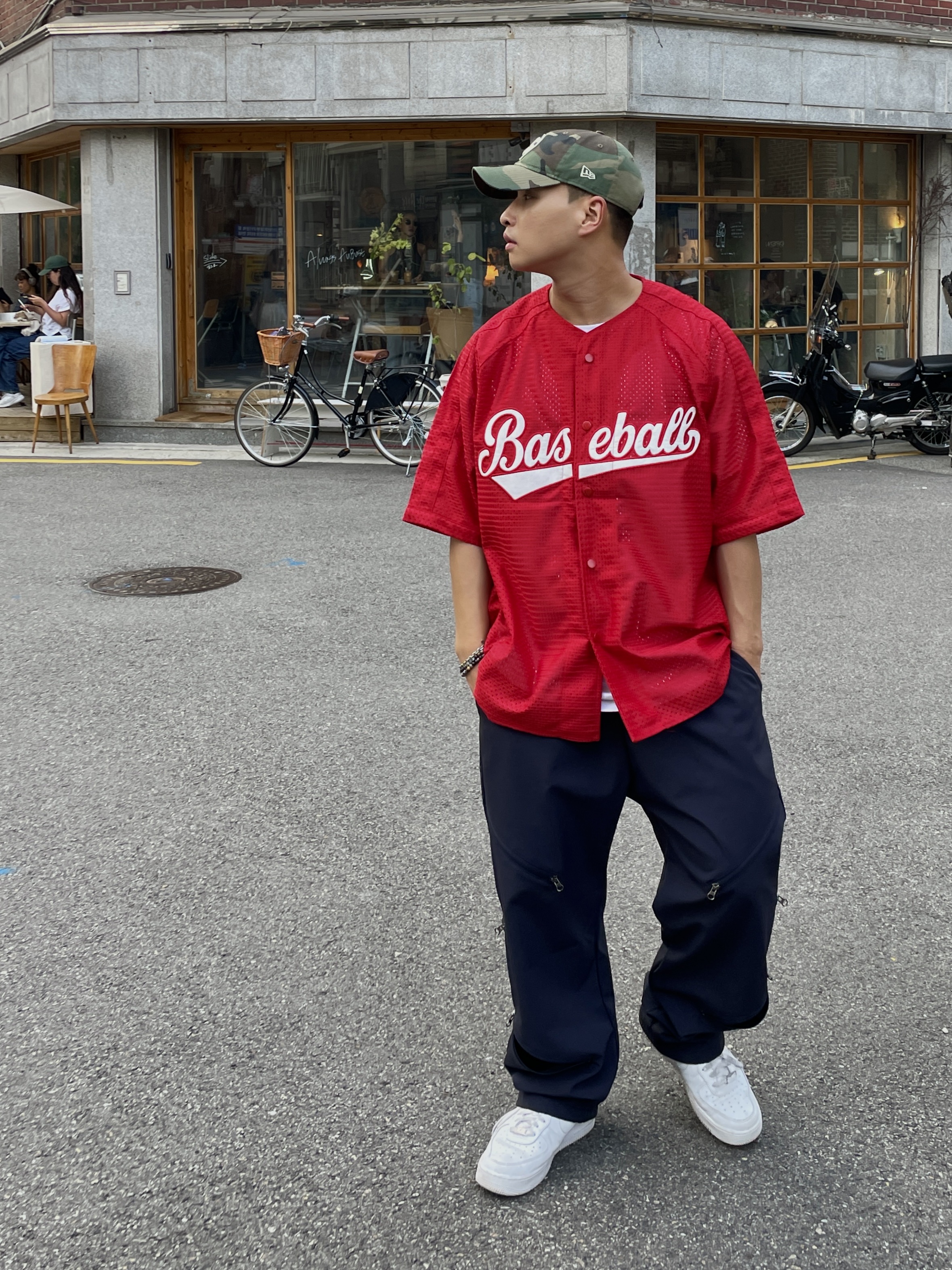 Stussy SS Link 9Twenty Cap Woodland Camo 착용 스타일