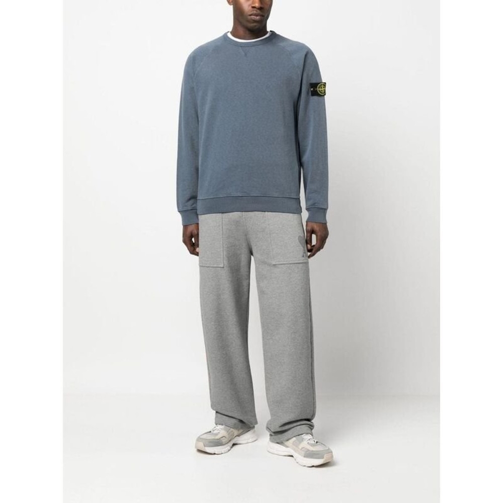 Stone Island 66360 Old Treatment Crewneck Sweatshirt Avio Blue - 23SS 착용 스타일 - 1