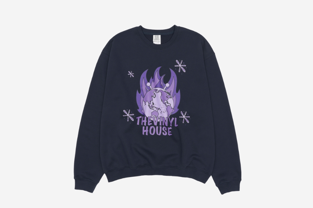 더바이닐하우스 버닝 얼스 스웨트셔츠 네이비 | Thevinylhouse | KREAM Thevinylhouse Burning Earth Sweatshirt Navy