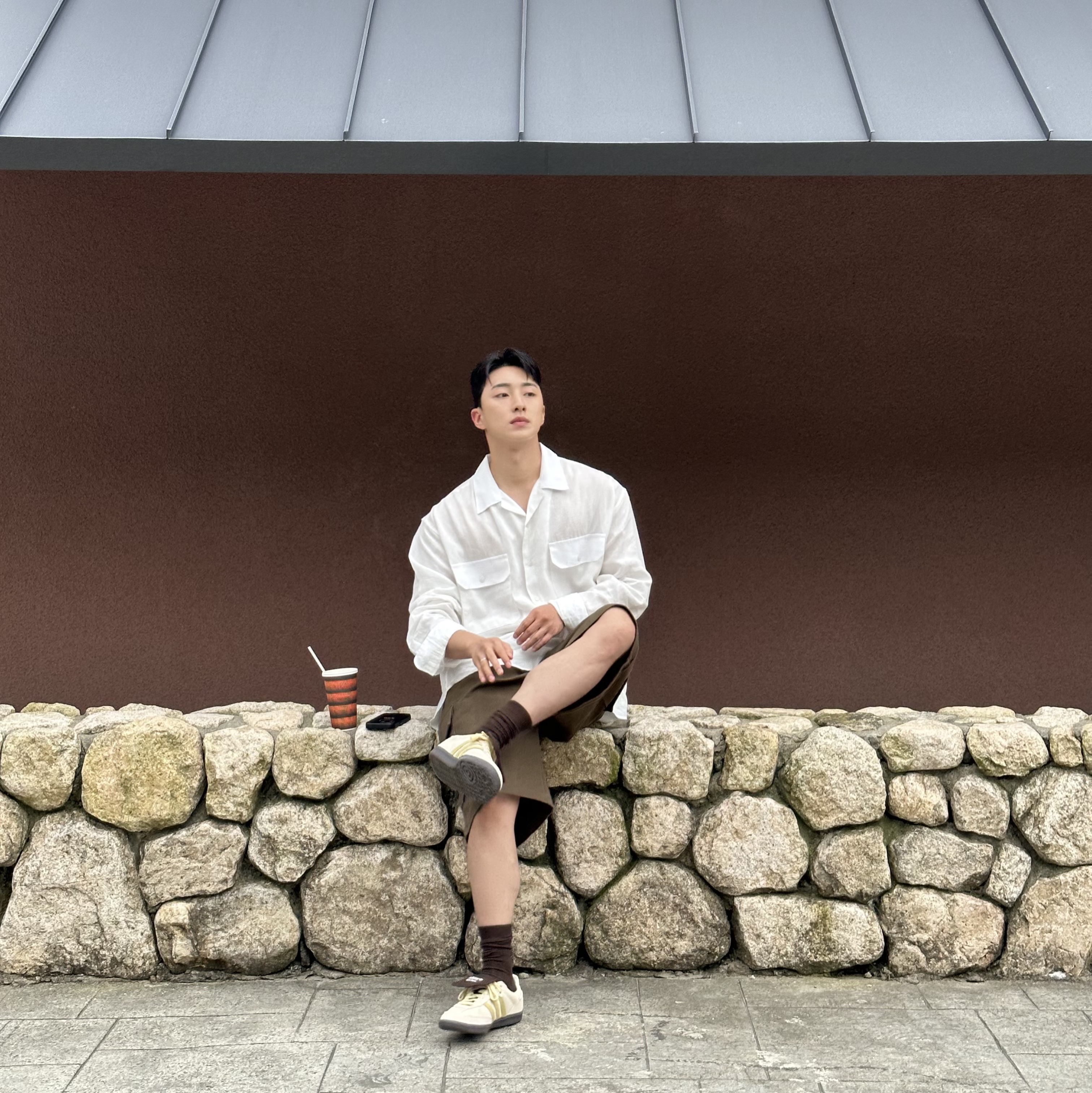 Adidas x Wales Bonner Samba Brown Ecru Tint 착용 스타일 - 1