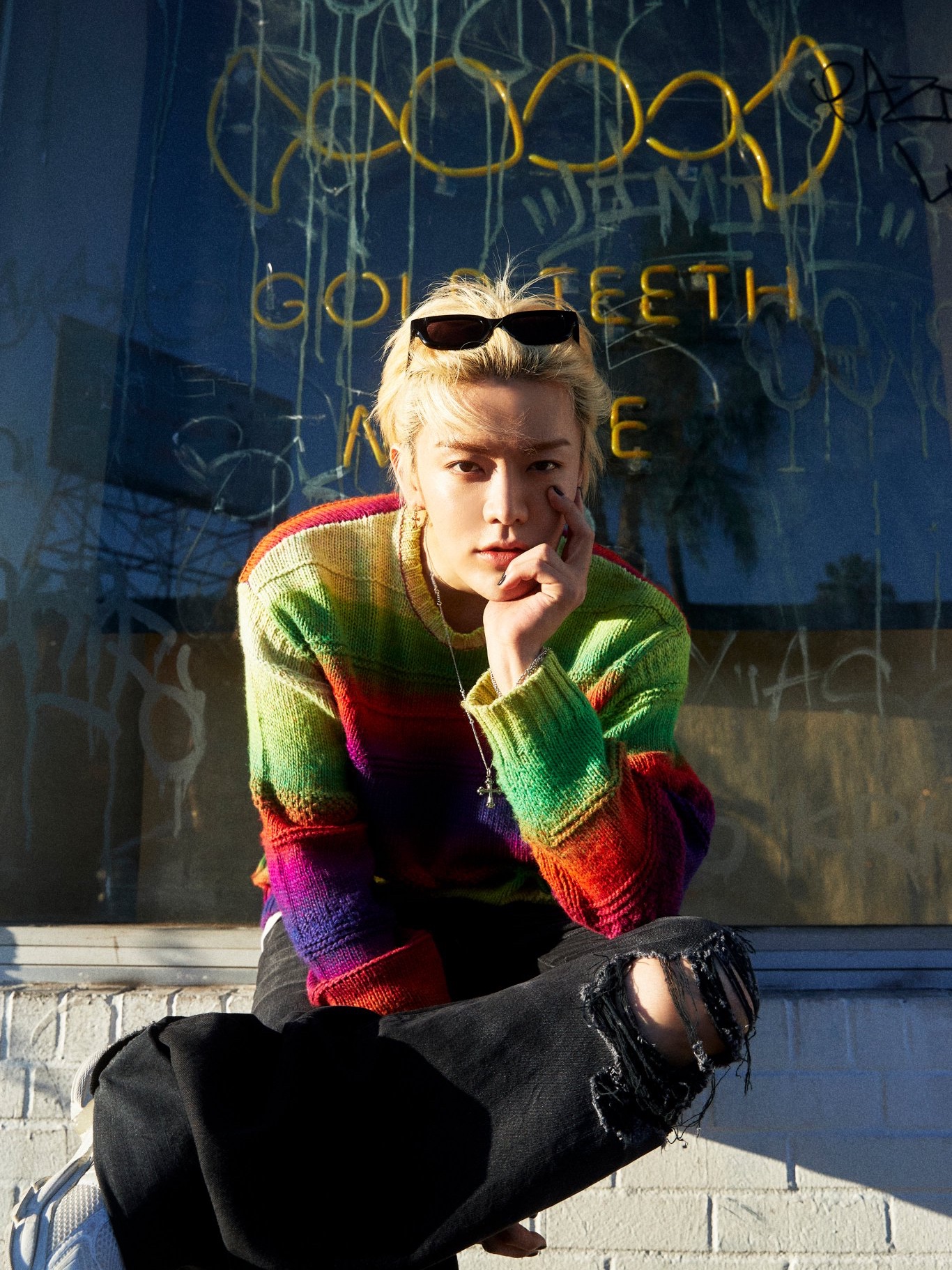 Supreme Gradient Stripe Sweater Multicolor - 22FW 착용 스타일