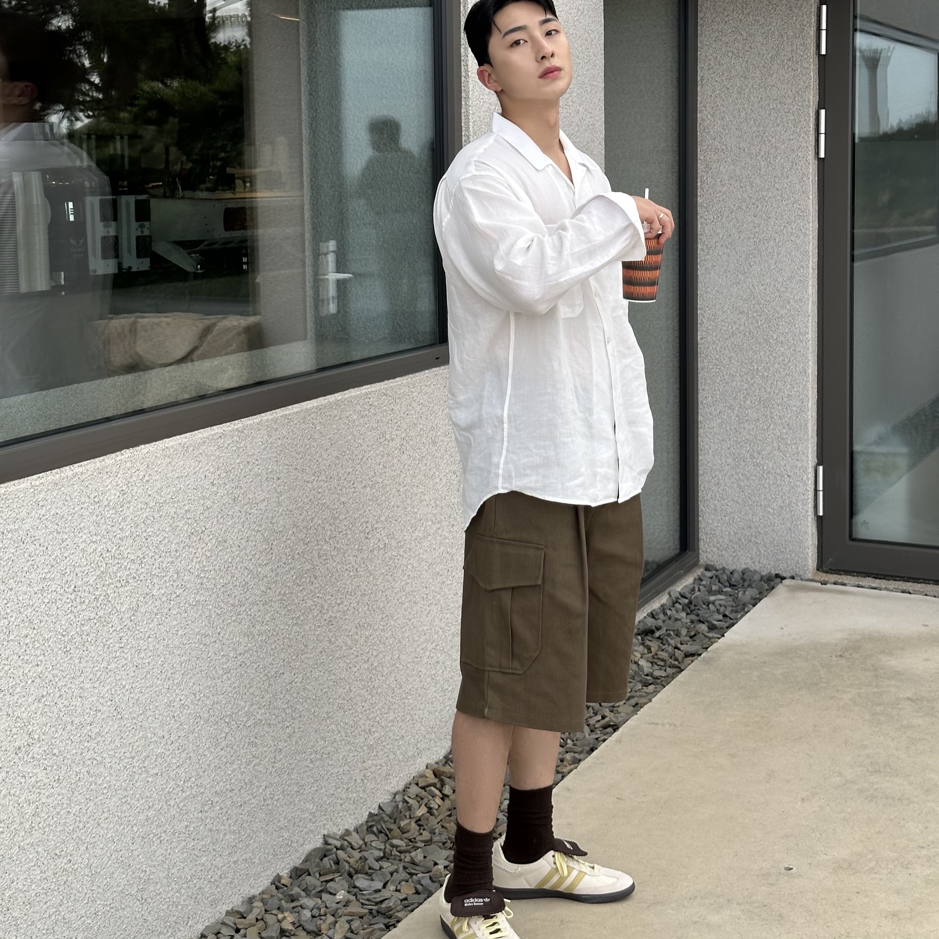Adidas x Wales Bonner Samba Brown Ecru Tint 착용 스타일 - 4