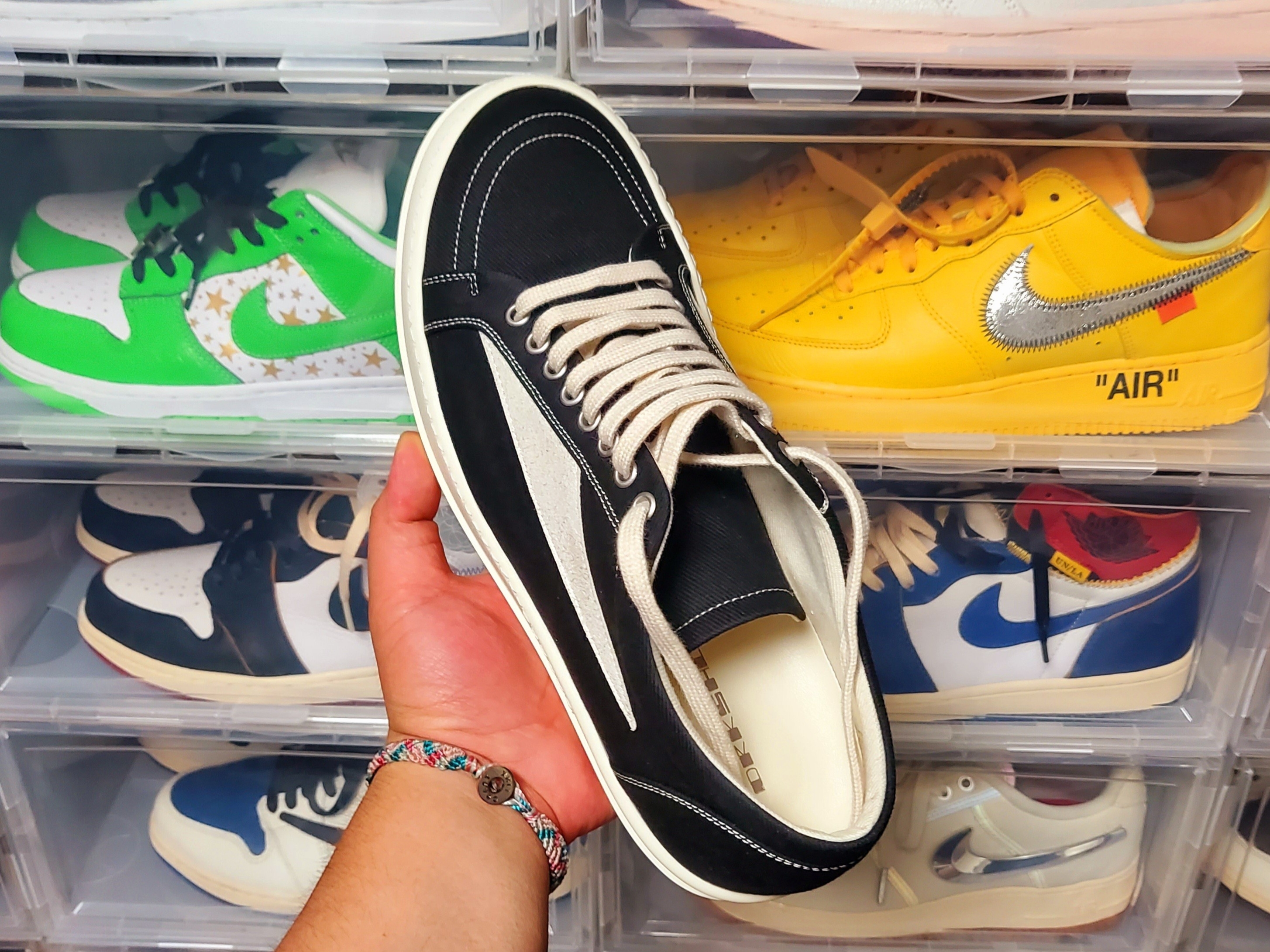 Rick Owens Drkshdw Luxor Overdyed Denim Vintage Sneakers Black Milk, Vans Vault x Gallery Dept. OG Old Skool LX 착용 스타일 - 3