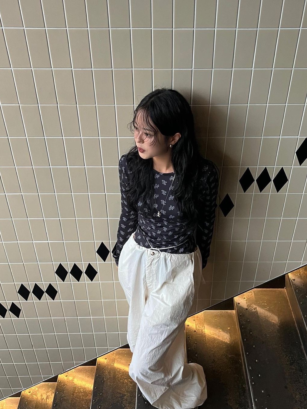 Porta Women Tuck Wide Pants Ivory, Porta Women Tuck Wide Pants White 착용 스타일 - 2
