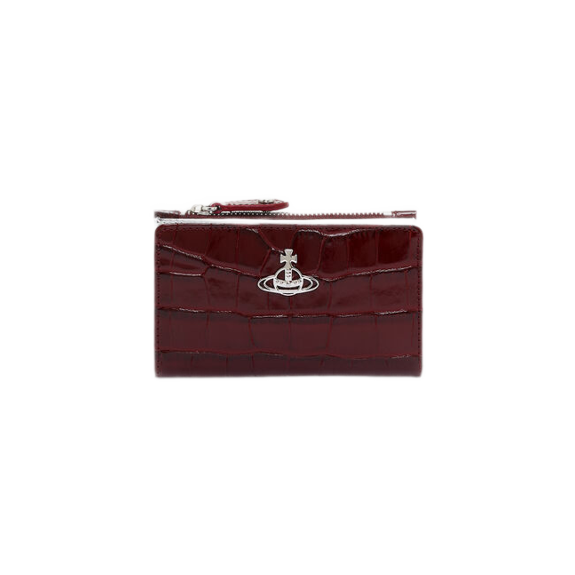 Vivienne Westwood Crocodile Slim Flap Card Holder Burgundy 상세 이미지 1