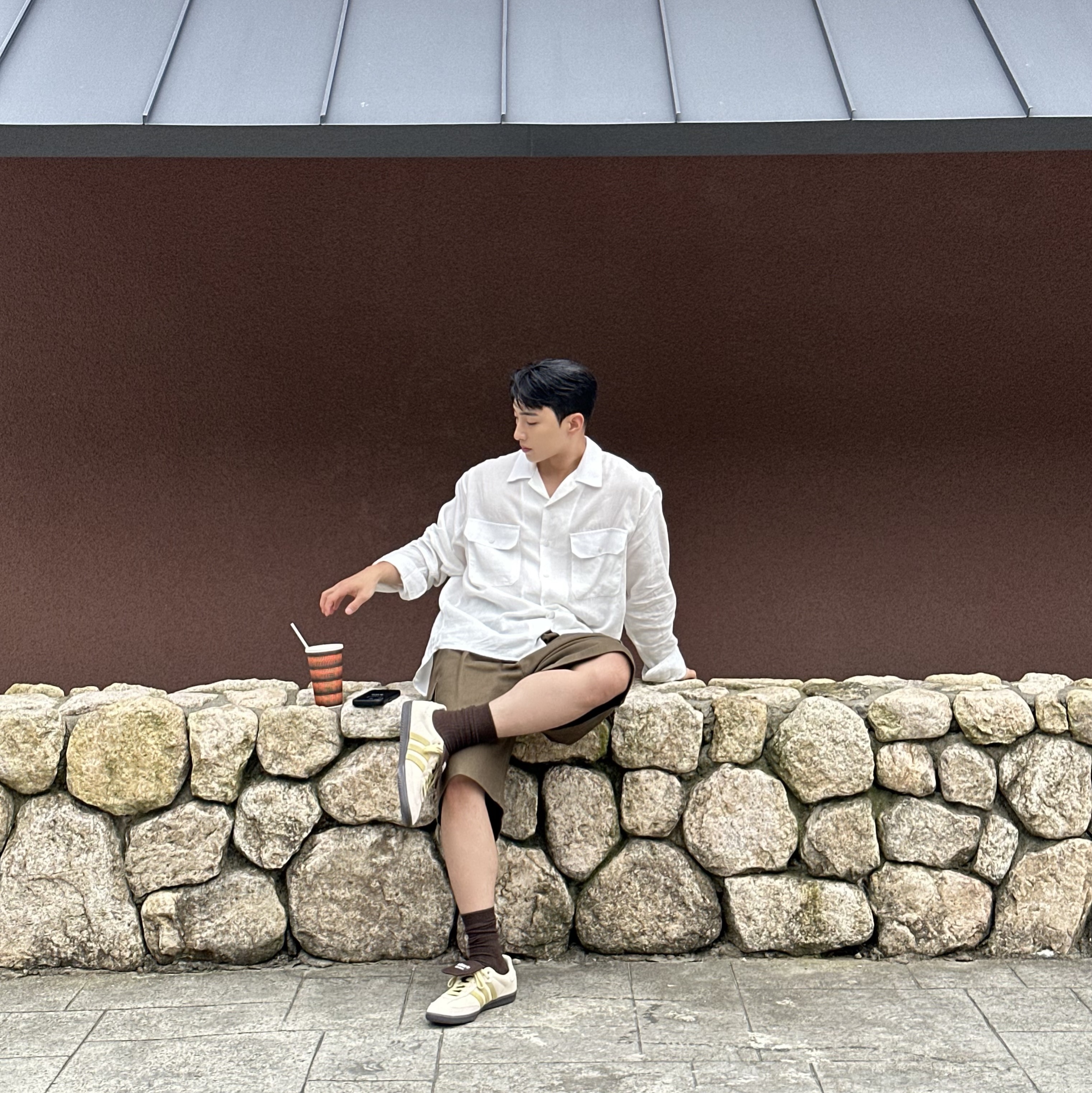 Adidas x Wales Bonner Samba Brown Ecru Tint 착용 스타일 - 2