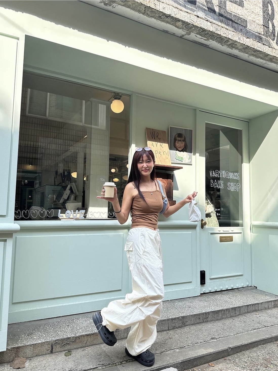 Porta Women Tuck Wide Pants Ivory, Porta Women Tuck Wide Pants Grey 착용 스타일