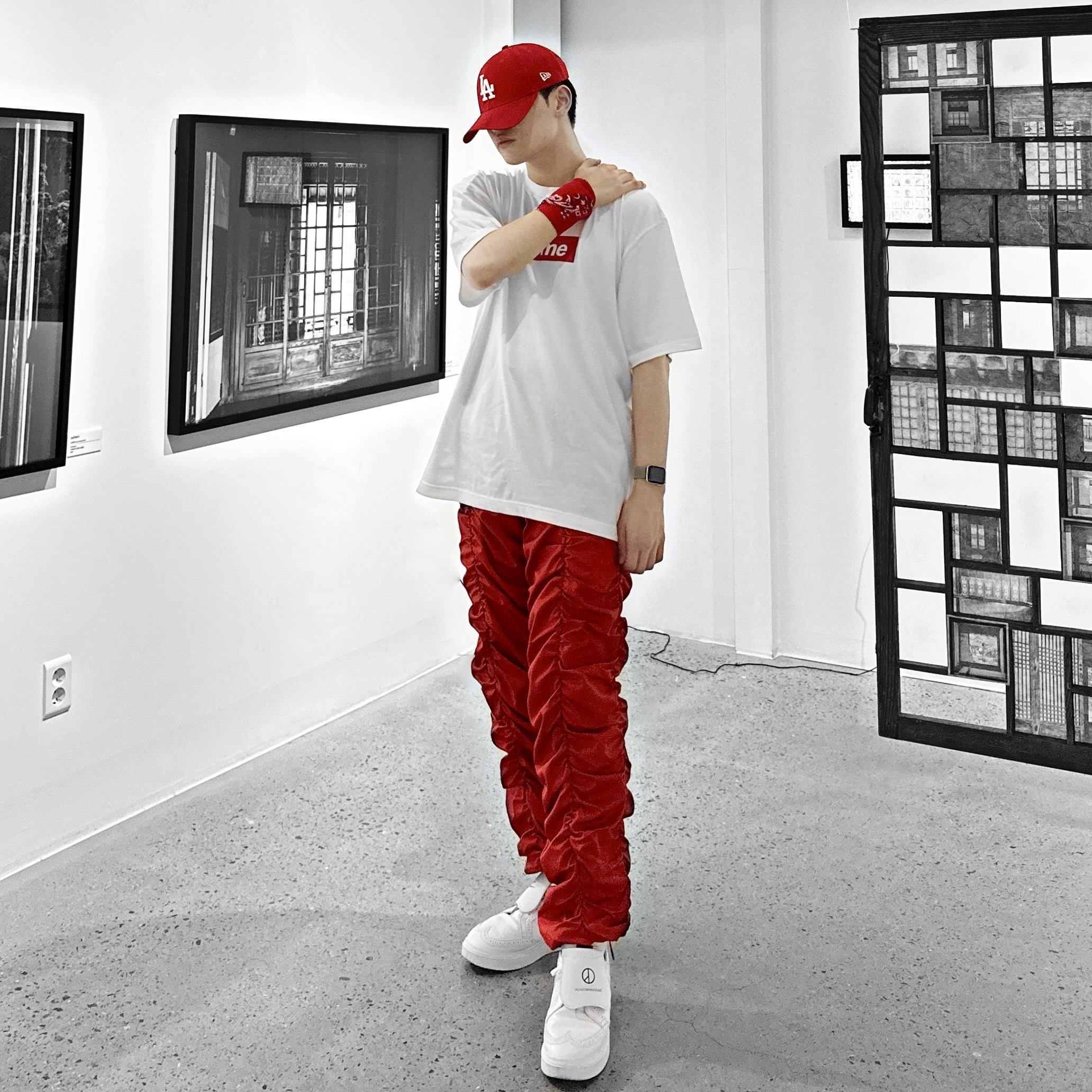 Nike x Peaceminusone Kwondo1 White 착용 스타일