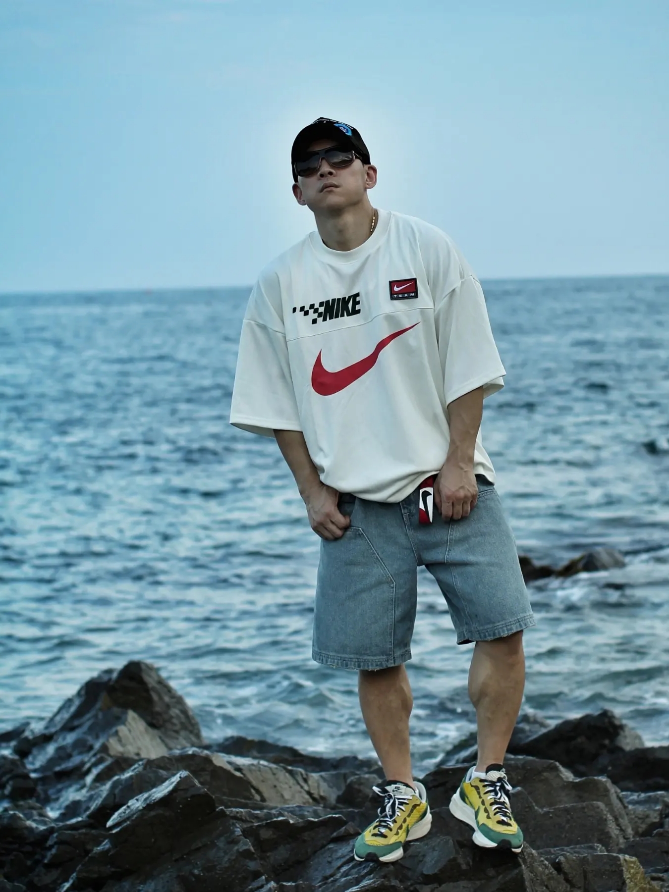 Nike x Sacai VaporWaffle Tour Yellow & Gorge Green Sail 착용 스타일 - 1