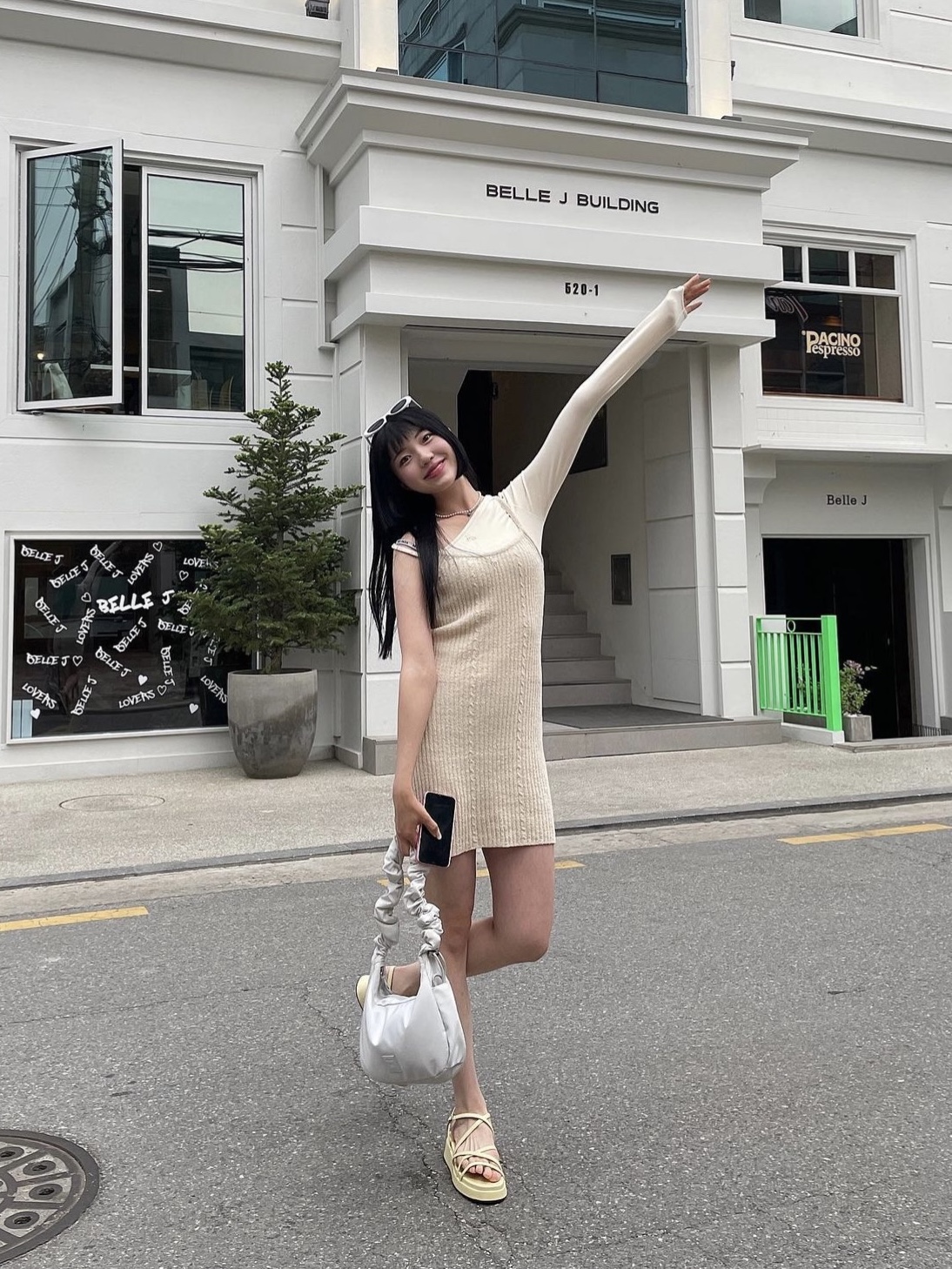 Porta Women Boucle Knit Dress Beige, Porta Women Boucle Knit Dress Sky Blue 착용 스타일