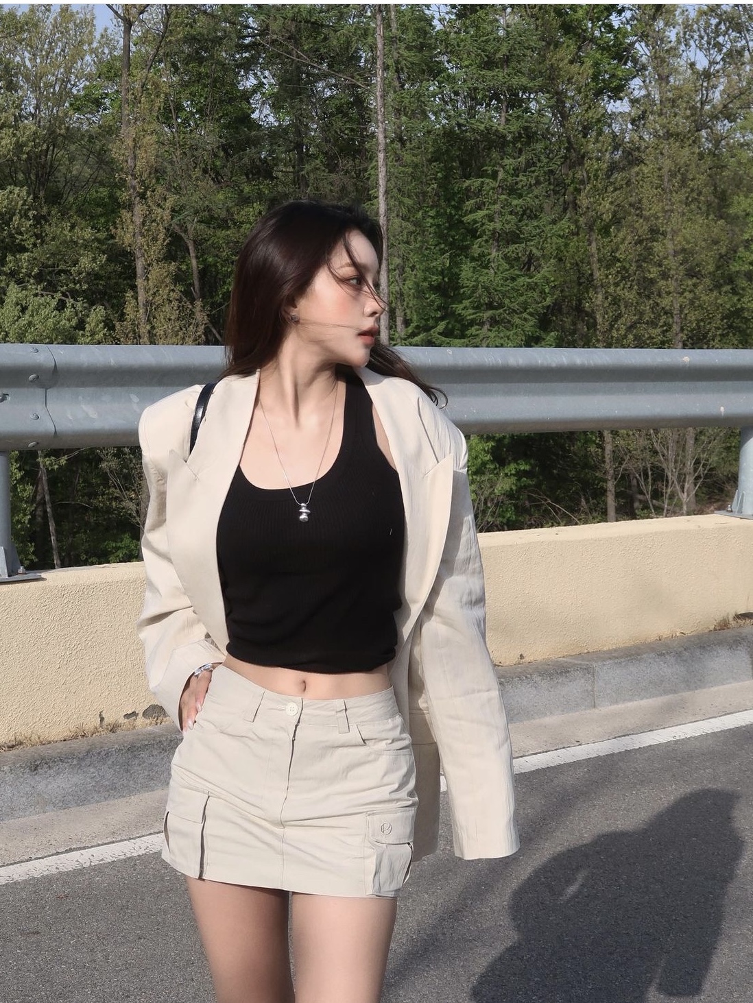 Porta Women Dry Cargo Skirt Light Beige, Porta Women Dry Cargo Skirt Dark Navy 착용 스타일