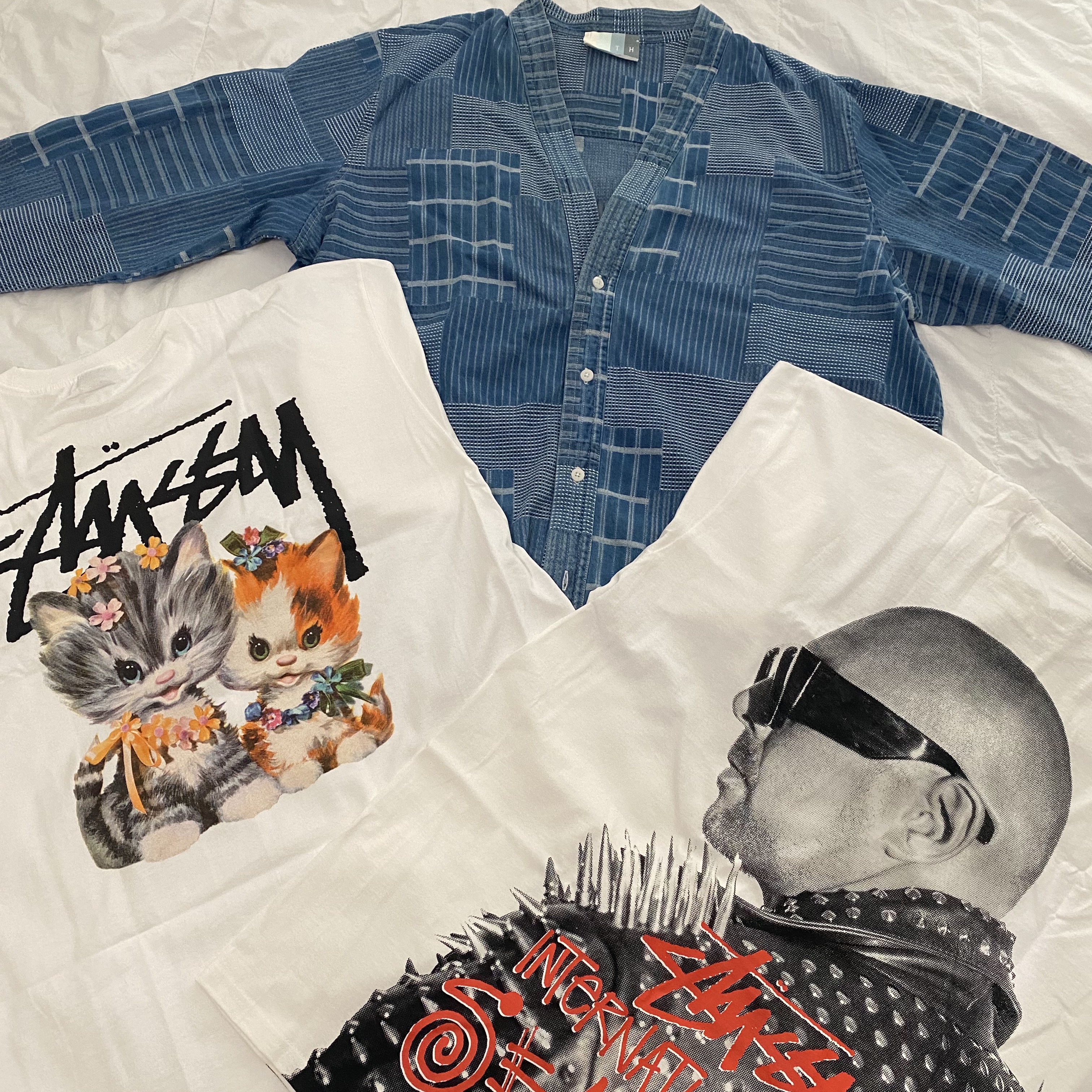 Stussy x Sean Paul T-Shirt White, Stussy Kittens T-Shirt White 착용 스타일