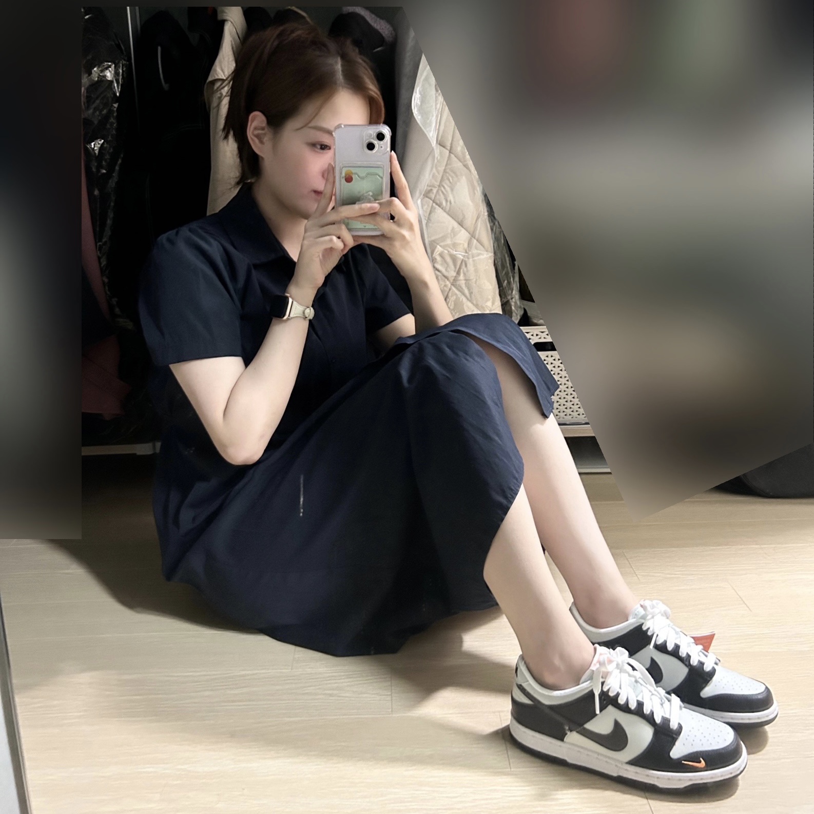 Nike Dunk Low Black Orange 착용 스타일