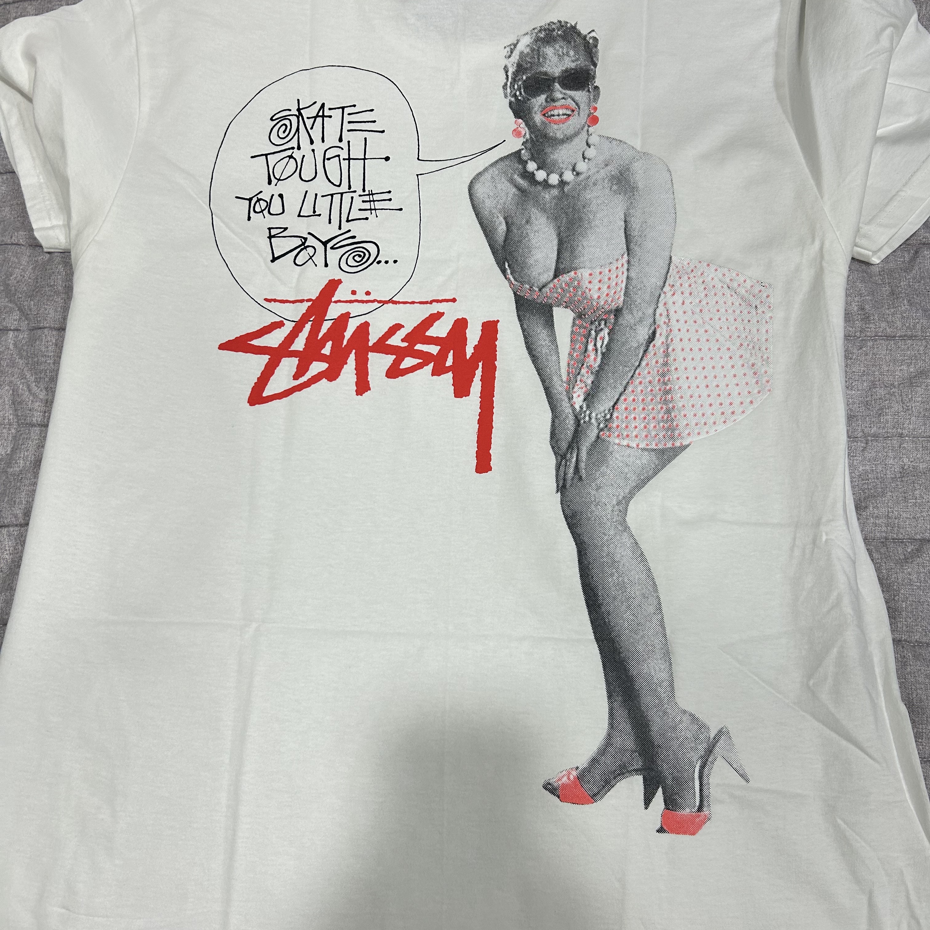 Stussy Skate Tough T-Shirt White 착용 스타일