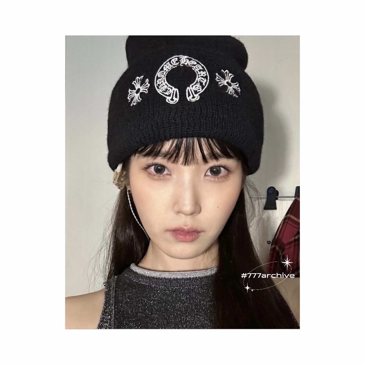 Chrome Hearts Horseshoe Beanie Black 착용 스타일 - 4