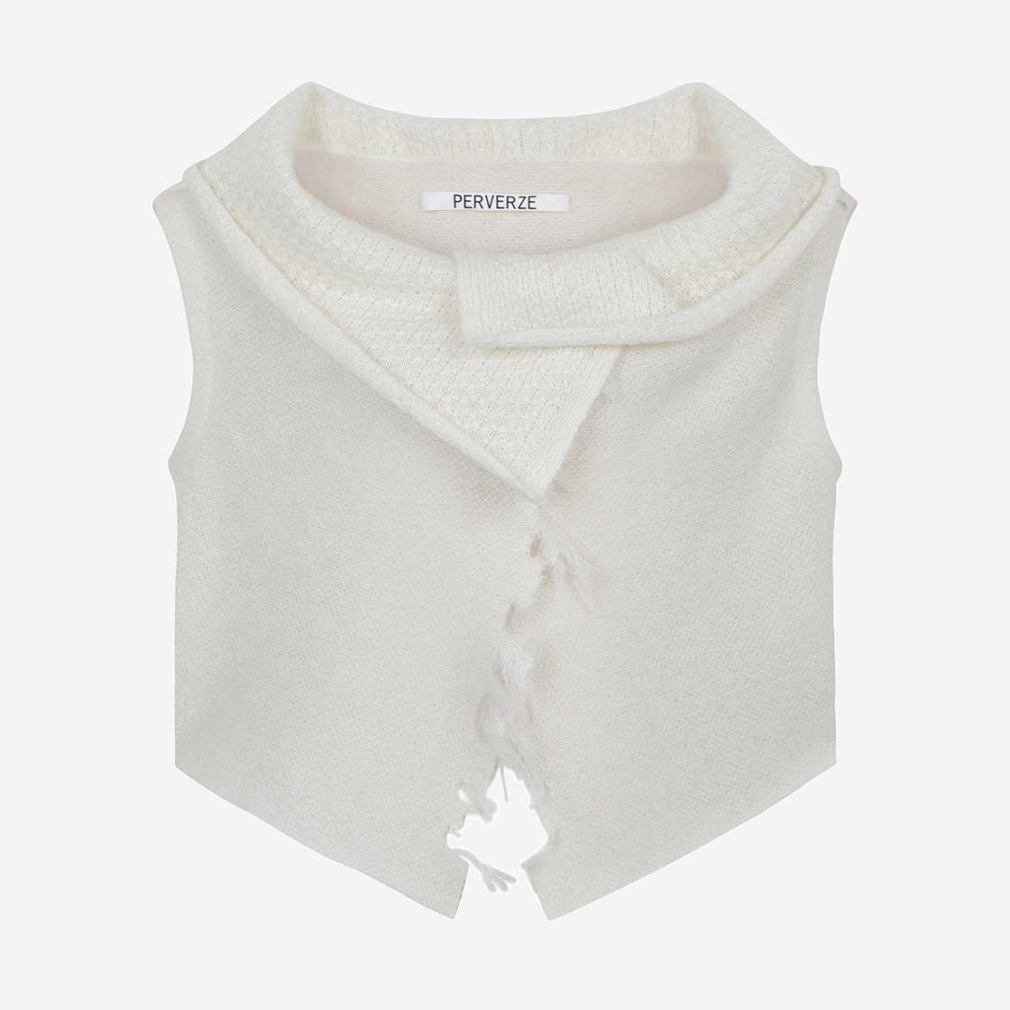 퍼버즈 데미지드 모헤어 니트 베스트 화이트(Perverze Damaged Mohair Knit Vest White)