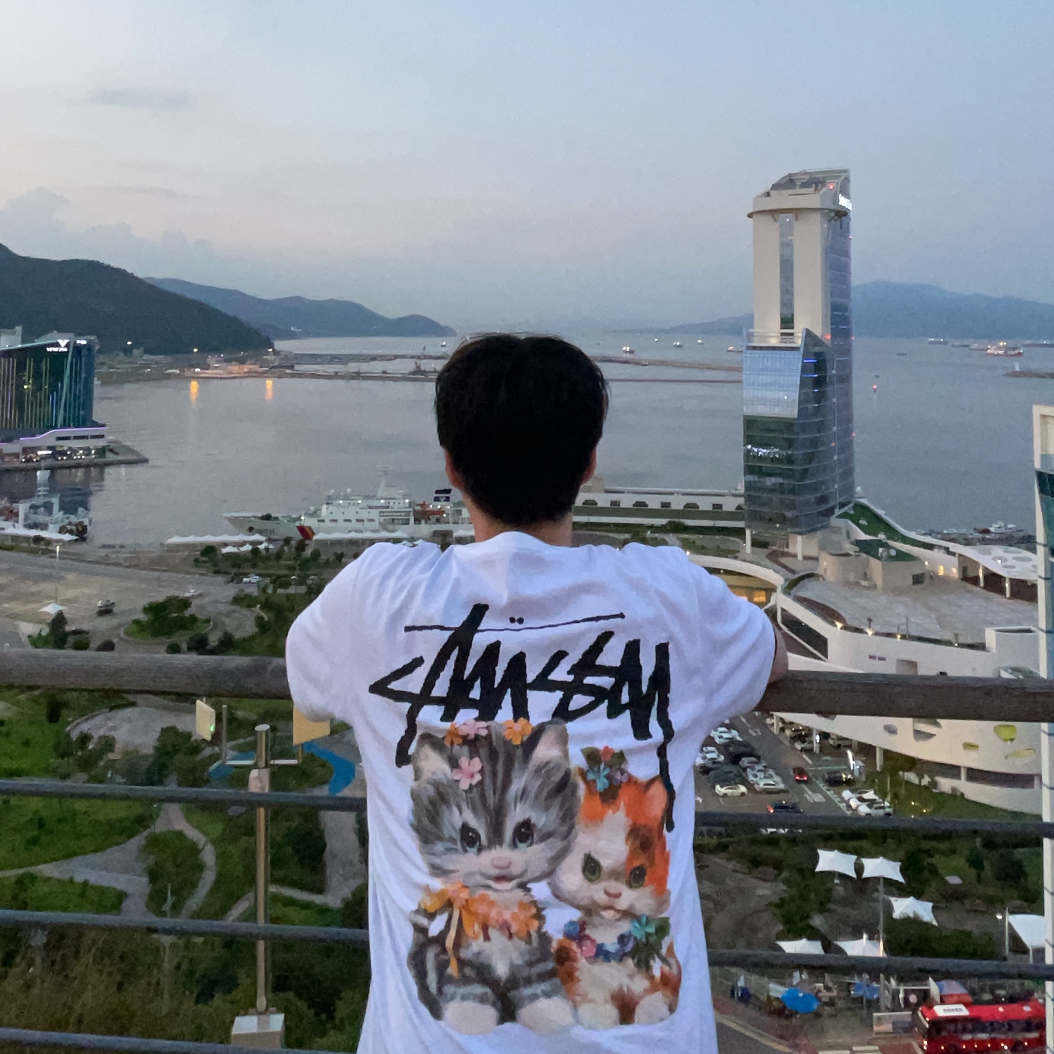 Stussy Kittens T-Shirt White 착용 스타일