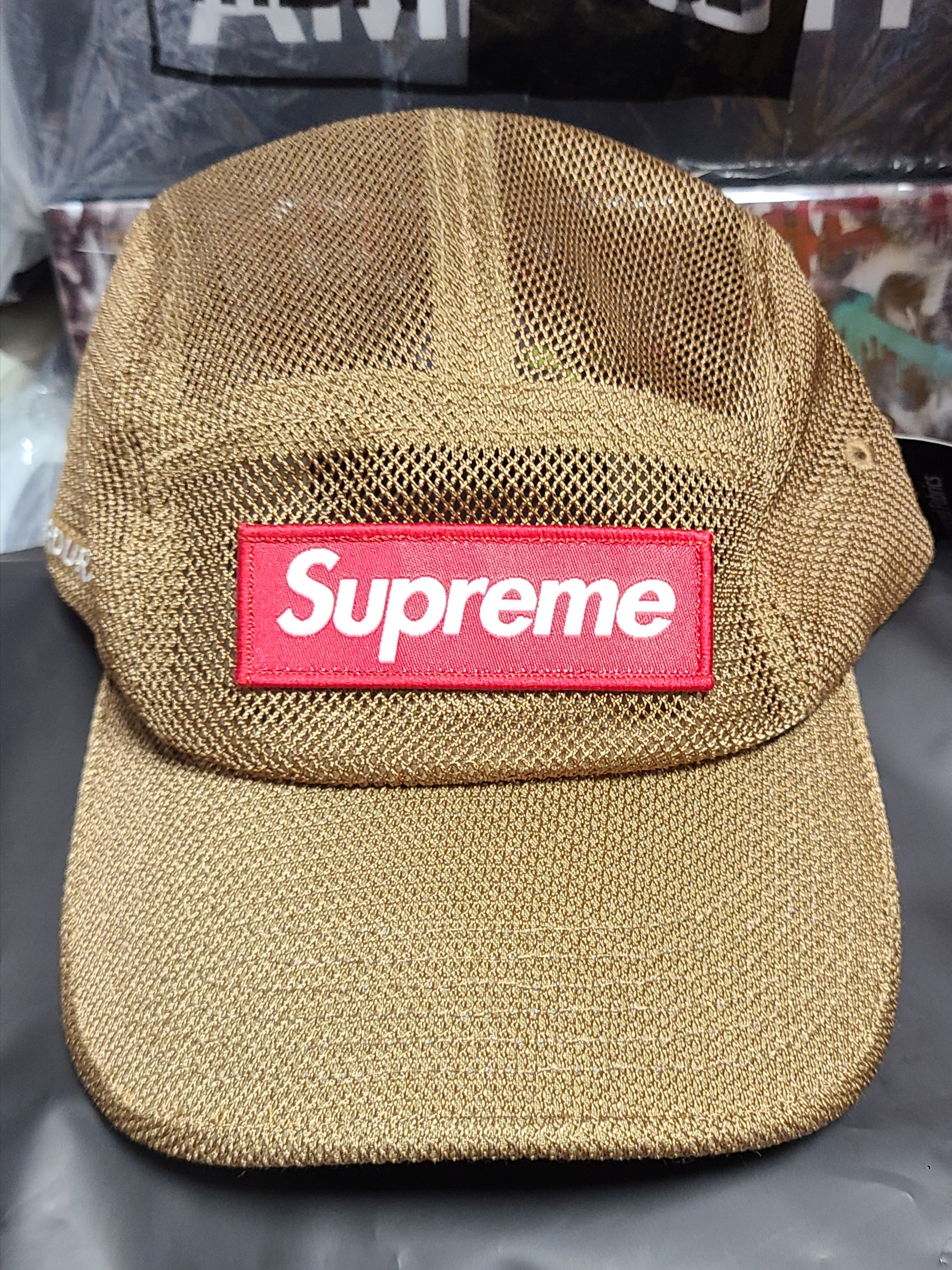 Supreme Mesh Cordura Camp Cap Sand - 23SS 착용 스타일 - 1