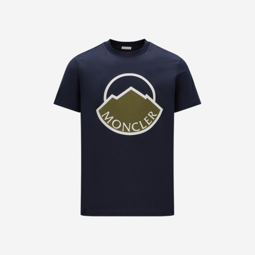 몽클레르 마운틴 로고 티셔츠 네이비 블루 - 23SS