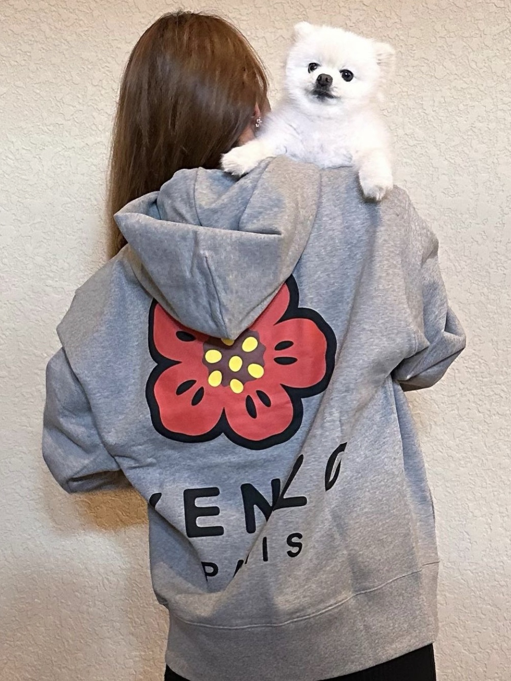 Kenzo Boke Flower Oversized Hooded Sweatshirt Pearl Grey, Kenzo Boke Flower Oversized Hooded Sweatshirt Midnight Blue 착용 스타일