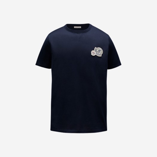 몽클레르 더블 로고 티셔츠 나이트 블루 - 23SS