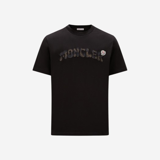 몽클레르 자수 로고 티셔츠 블랙 - 23SS