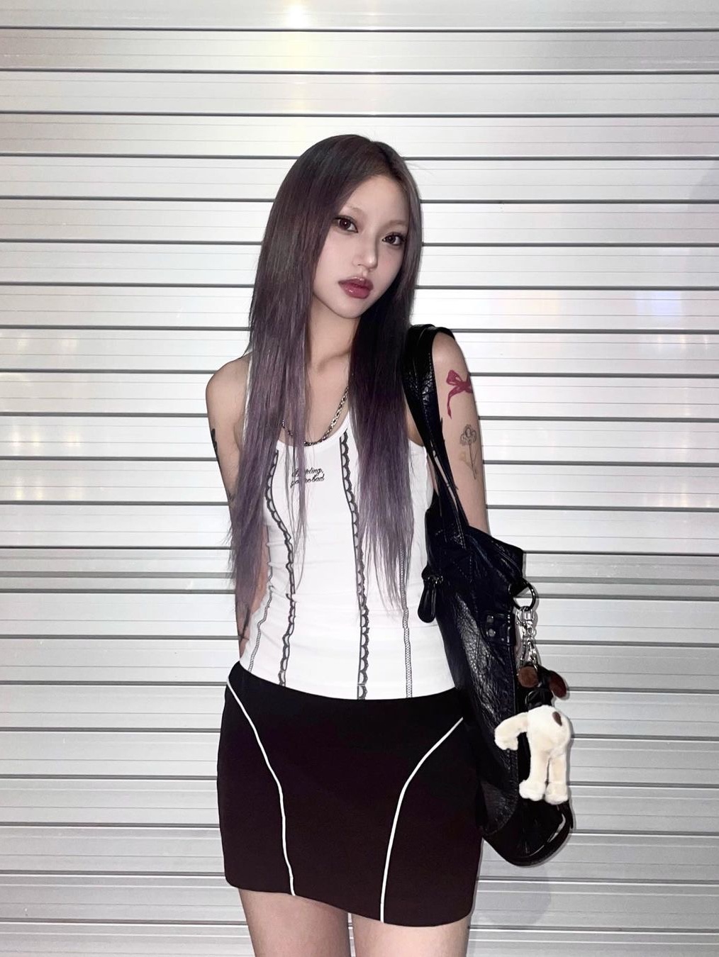 Darling You're Bad Women Lace Printed Sleeveless Off White 착용 스타일