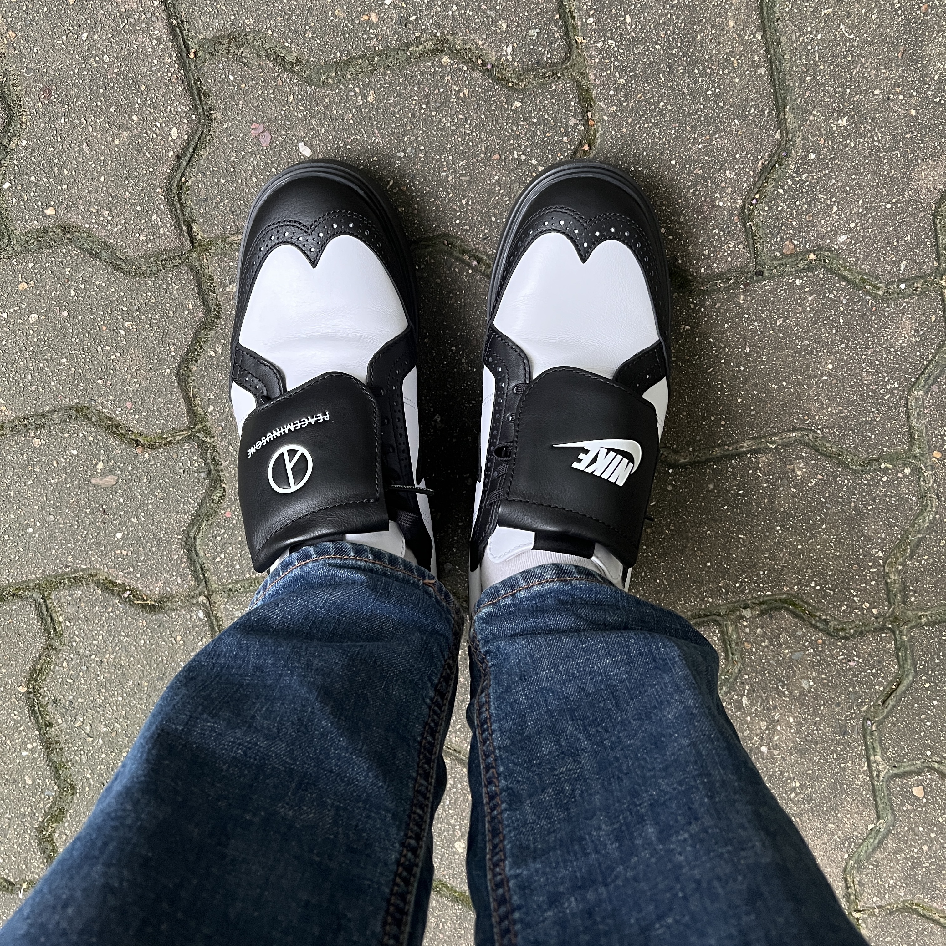 Nike x Peaceminusone Kwondo1 Black and White 착용 스타일