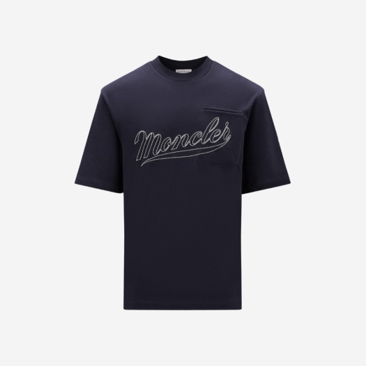 몽클레르 로고 티셔츠 네이비 블루 - 23SS