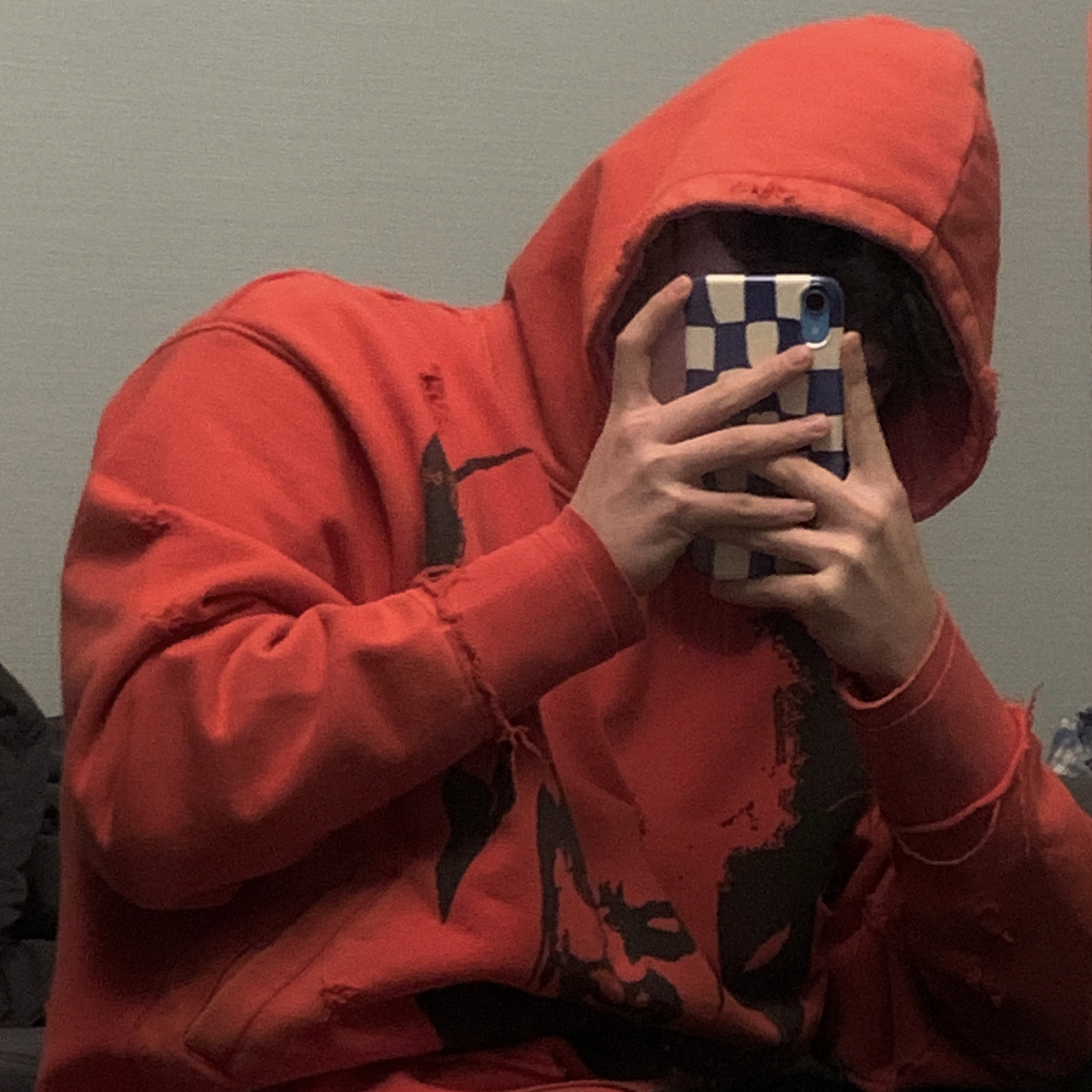 Thug Club Satan Hoodie Sweat Red Black 착용 스타일 - 1