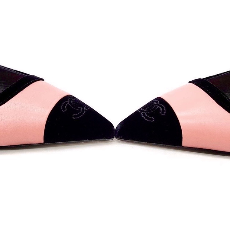 (W) Chanel Mary Jane Lambskin Velvet & Pink Black 착용 스타일