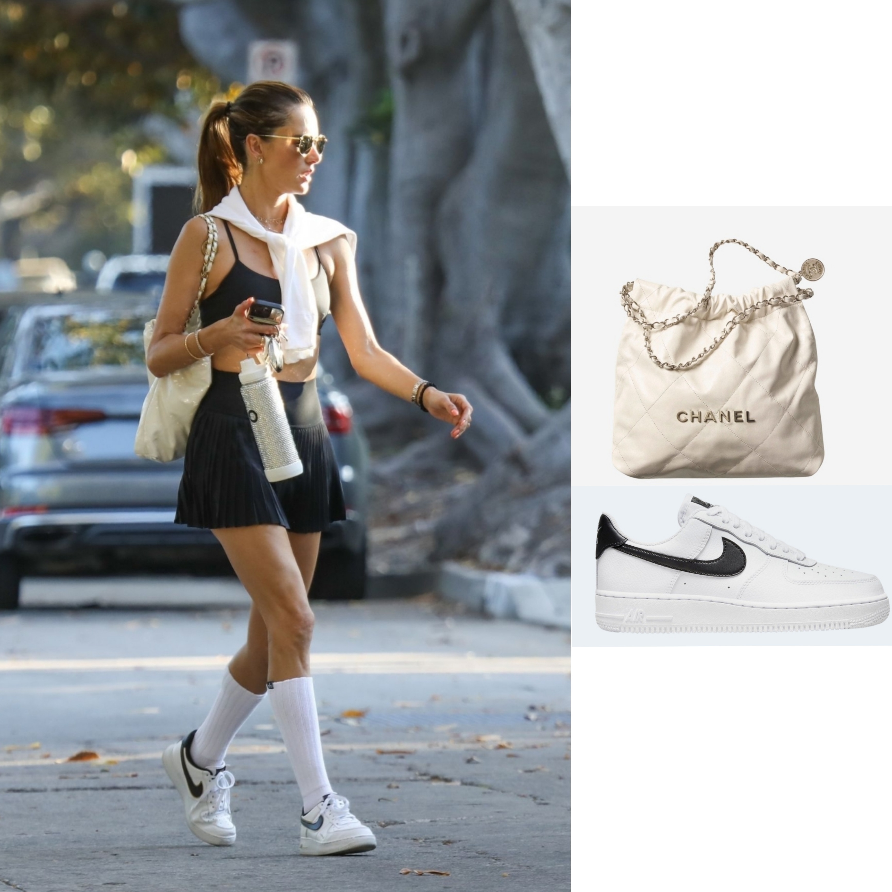 Chanel 22 Small Handbag Calfskin & Silver White, Chanel 22 Mini Handbag Shiny Calfskin & Gold White 착용 스타일