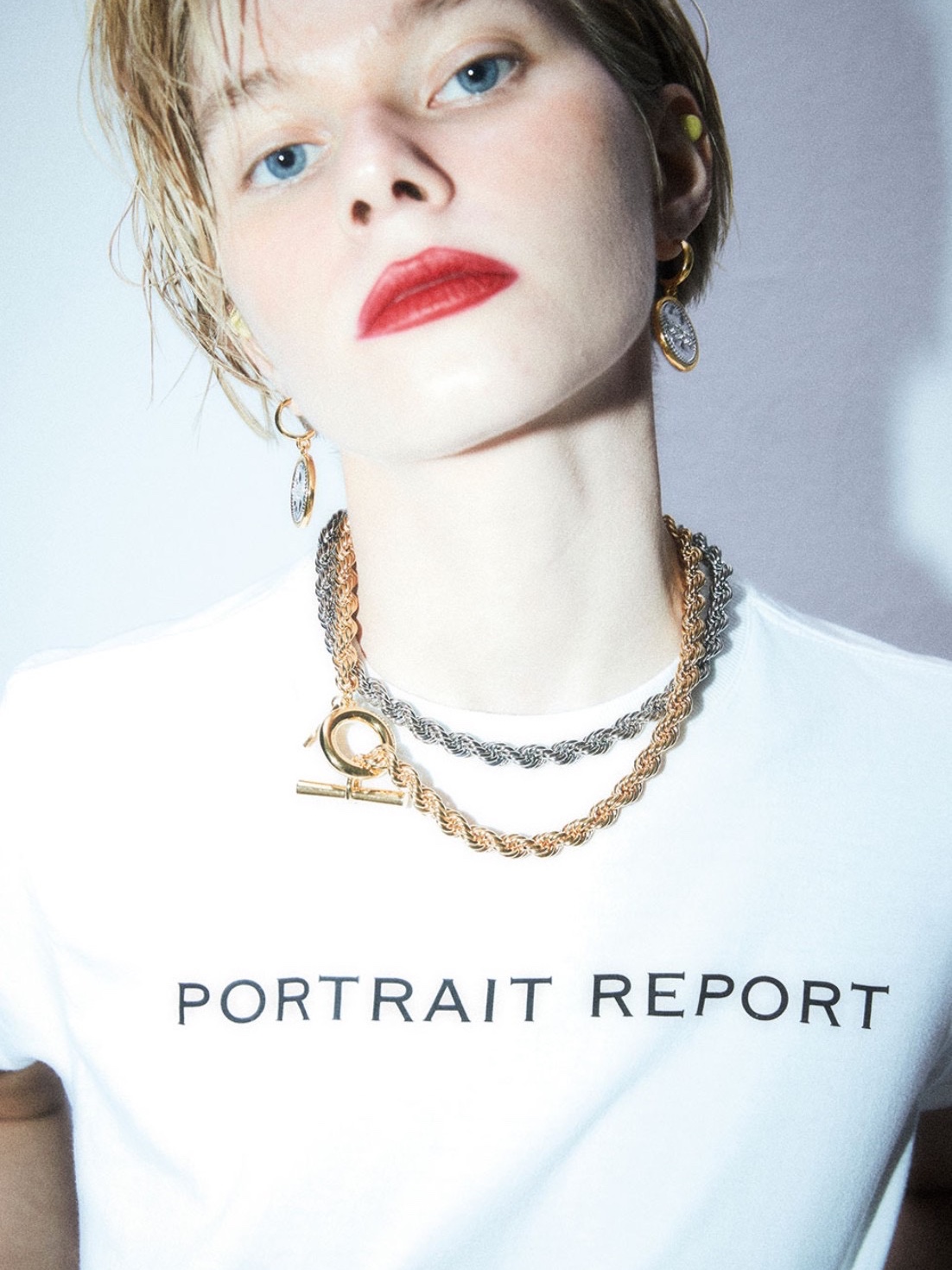 Portrait Report Chunky Rope Chain Necklace Silver 착용 스타일