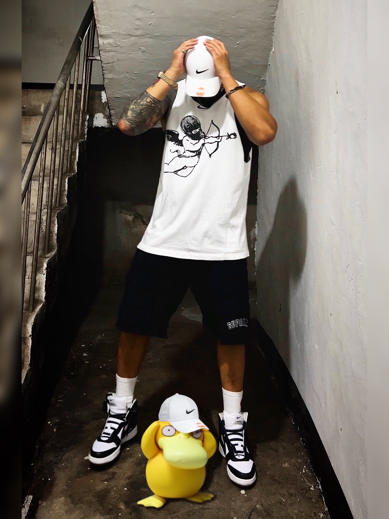Nike x Drake Certified Lover Boy Hat White, Supreme Reverse Patchwork Sweatshorts Black - 22SS ์ฐฉ์ฉ ์คํ์ผ - 1
