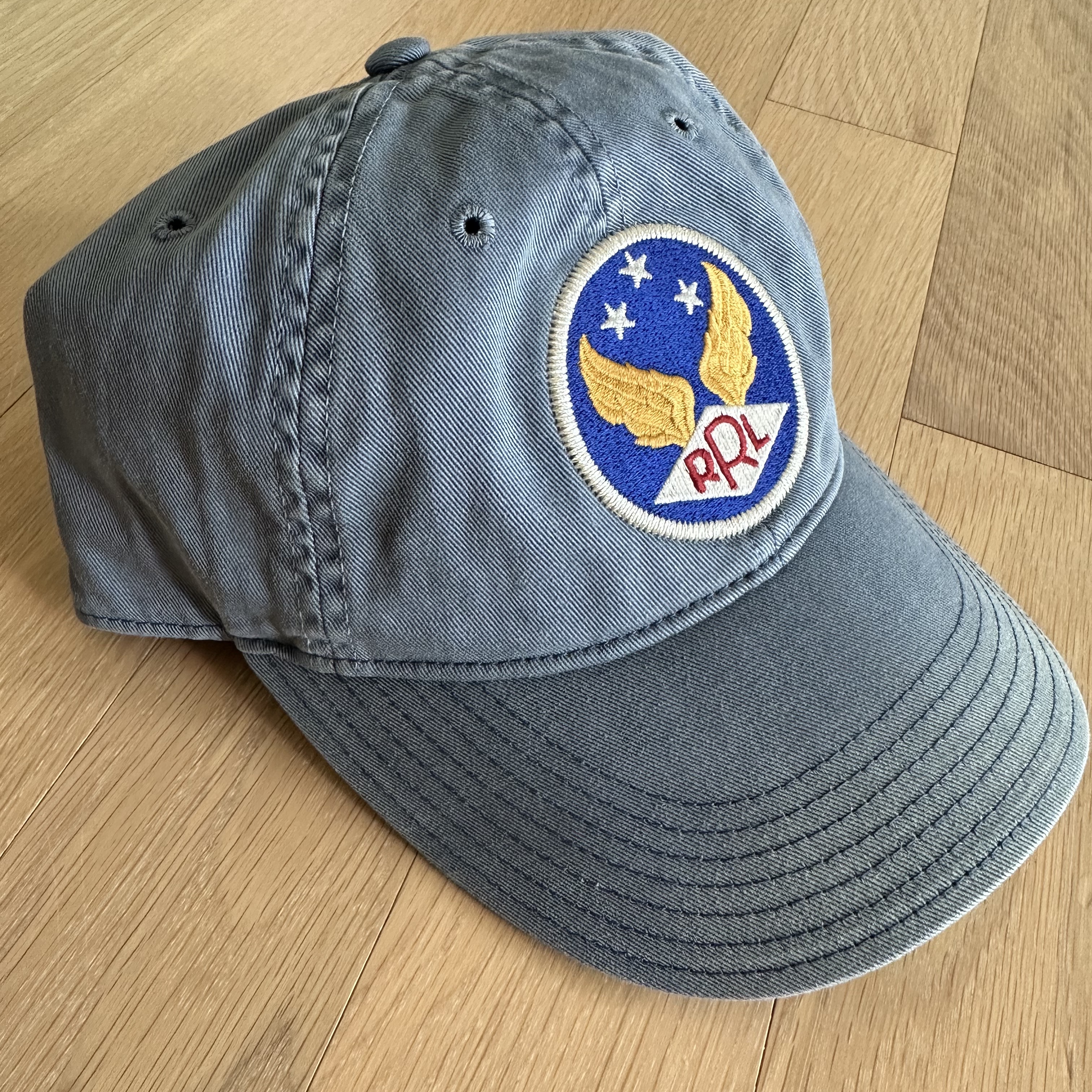 Double RL Garment Dyeing Twill Ball Cap Blue 착용 스타일 - 1