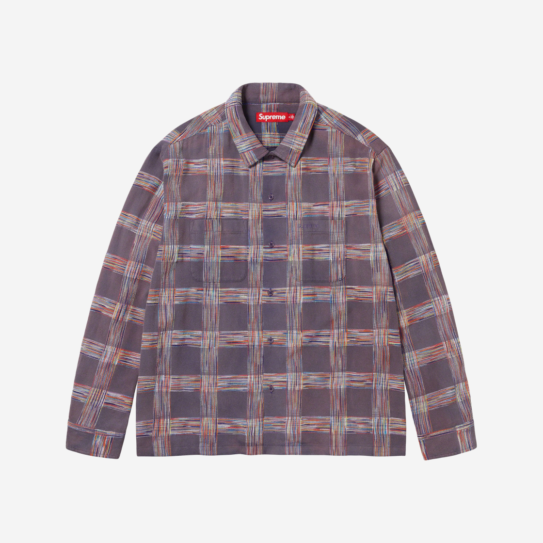 supreme Woven Plaid Shirt Washed Navy L-